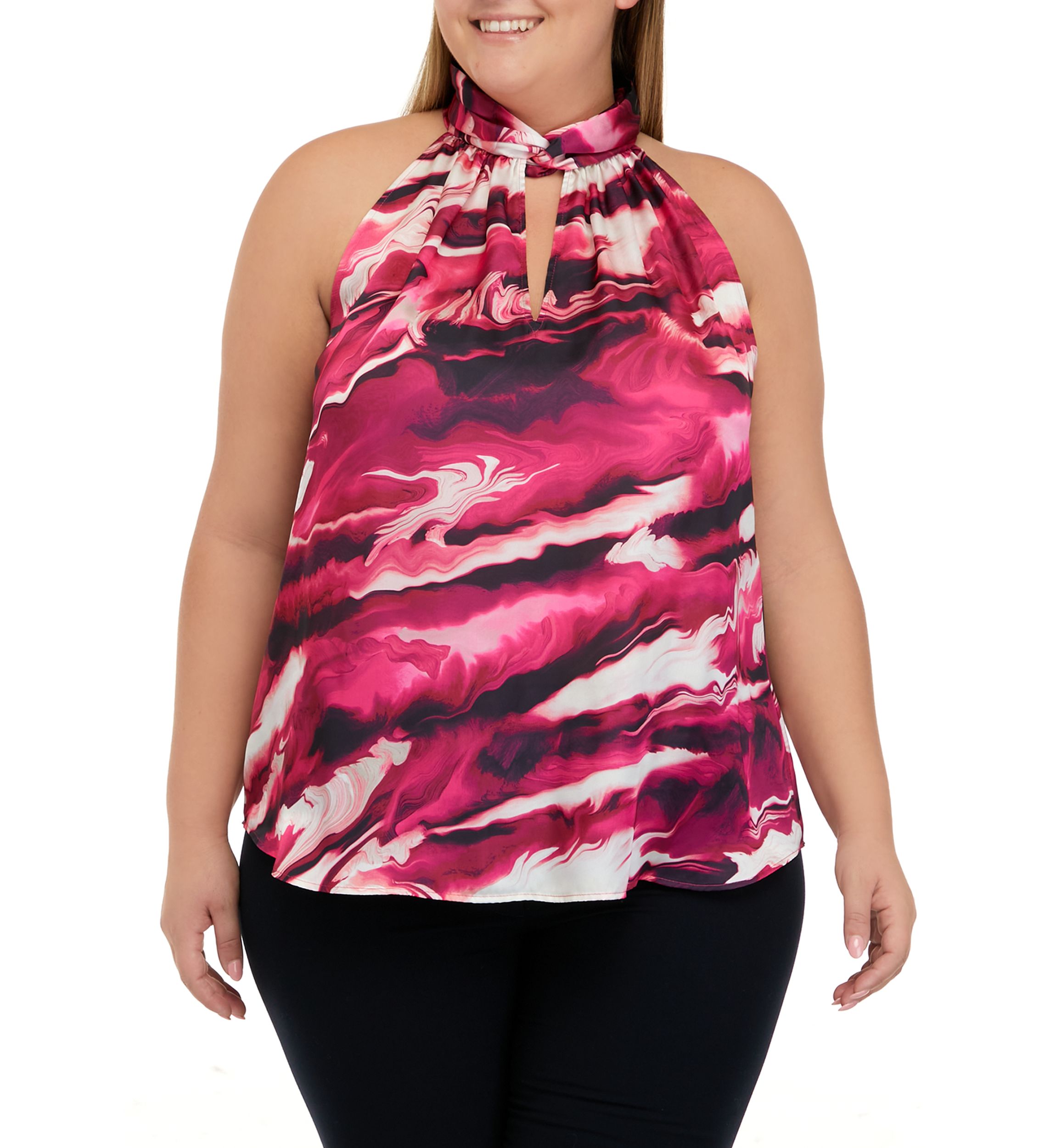 Plus Size Twist Neck Halter Top