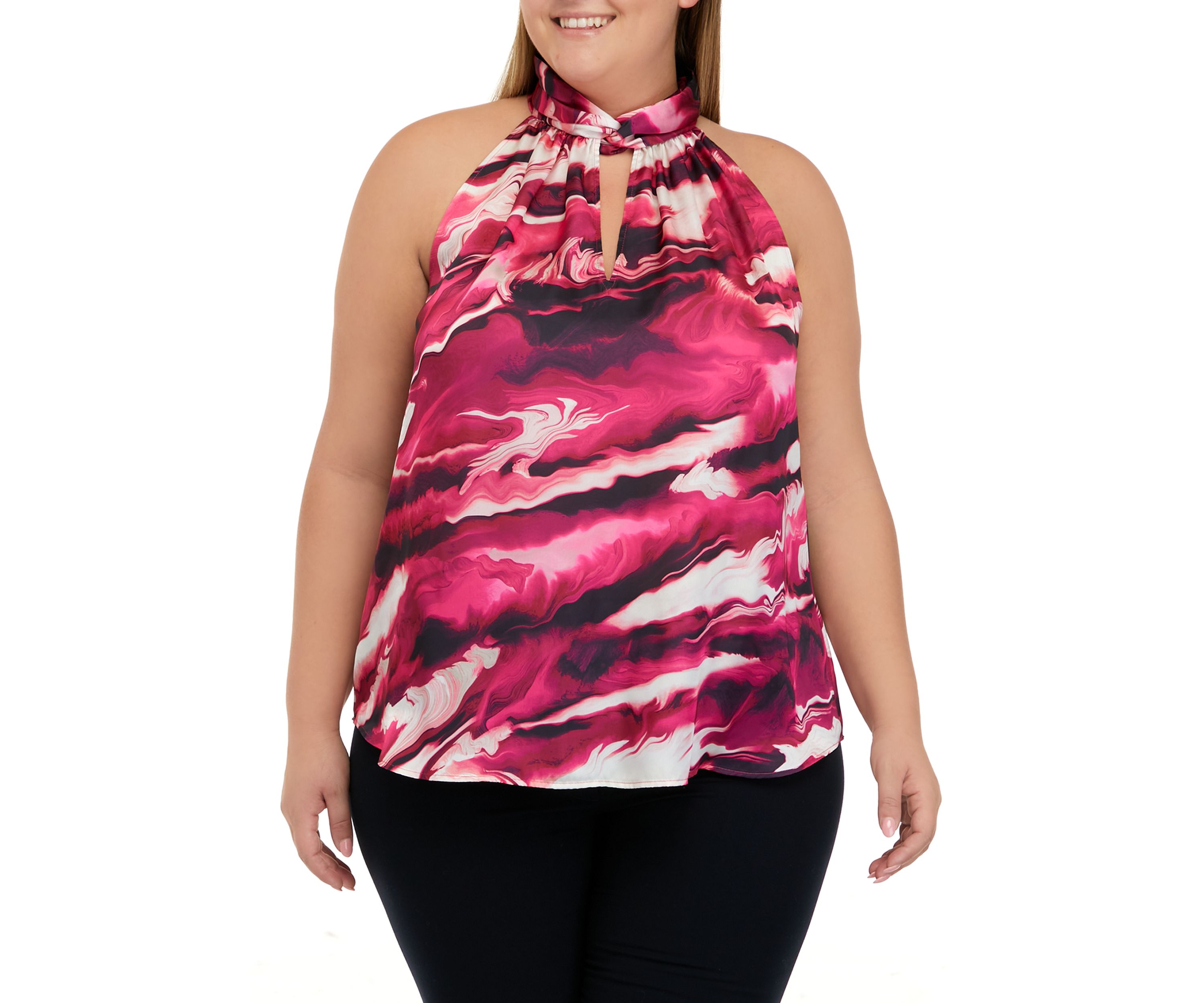 Plus Size Twist Neck Halter Top