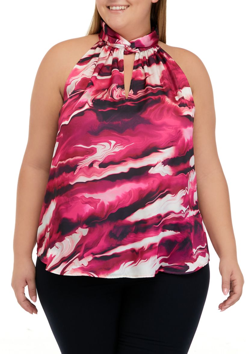 Plus Size Twist Neck Halter Top