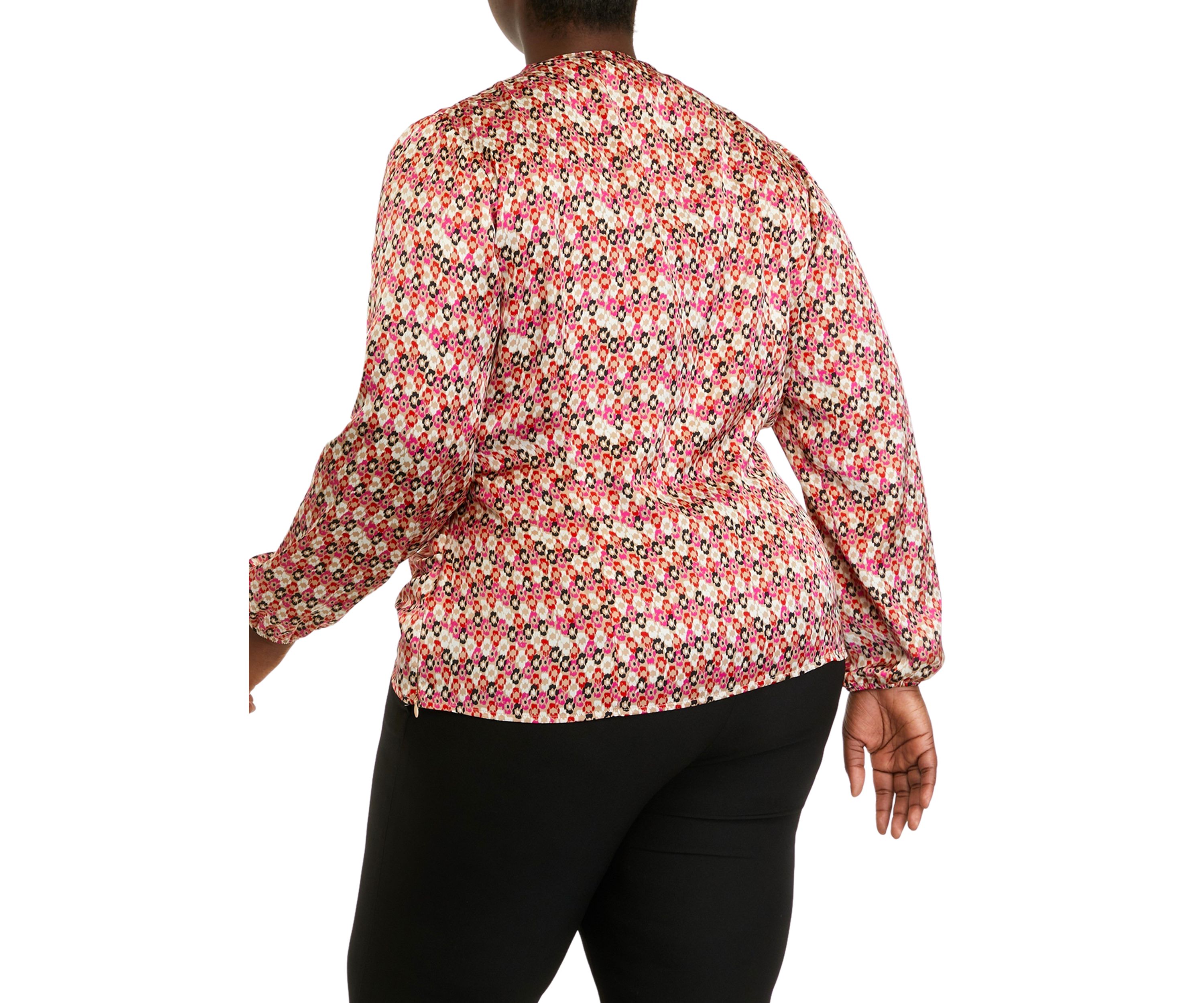 Plus Size Faux Wrap Draped Blouse