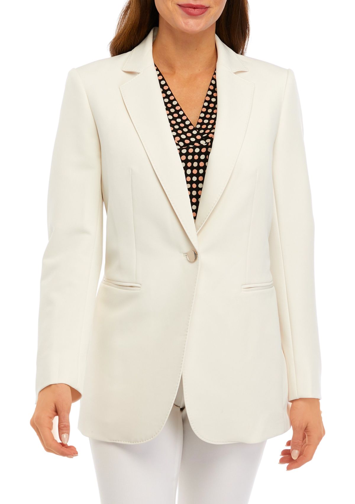 Womens Stretch One Button Notch Collar Jacket