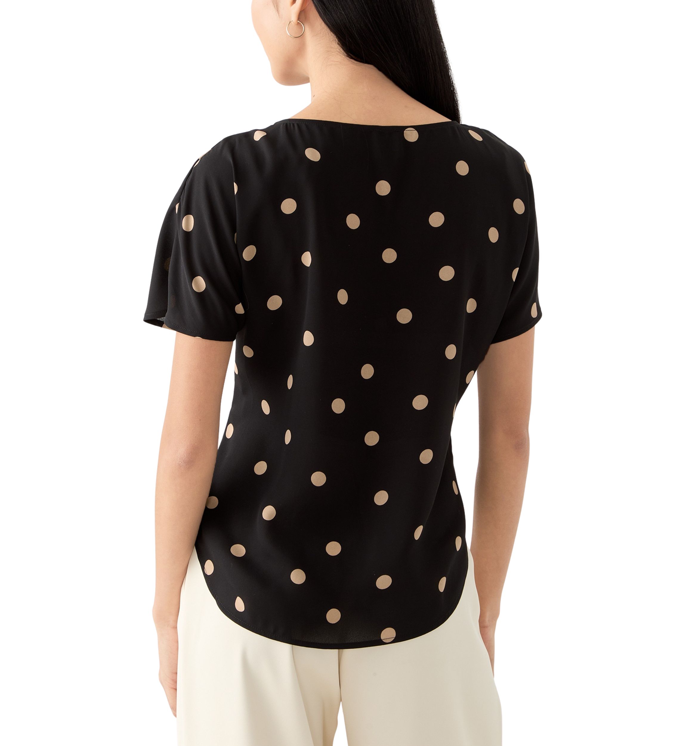 Petite Short Sleeve Boat Neck Blouse