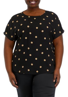 Anne Klein Women's Plus Size Large Dot Top