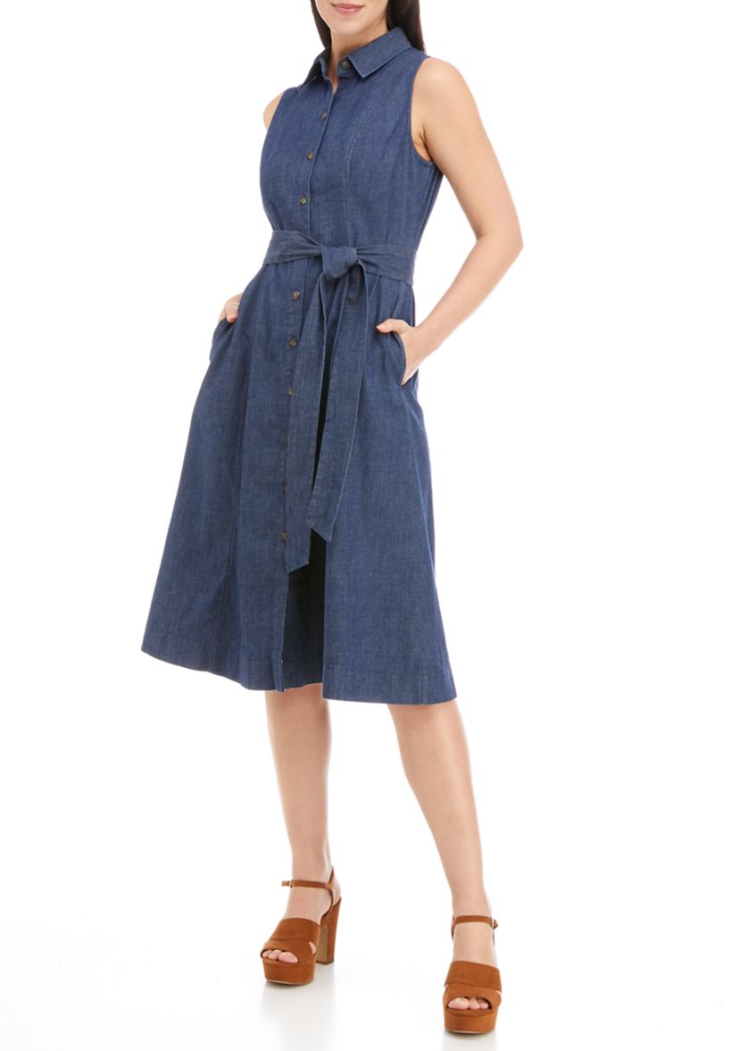 Womens Sleeveless Shirtdress