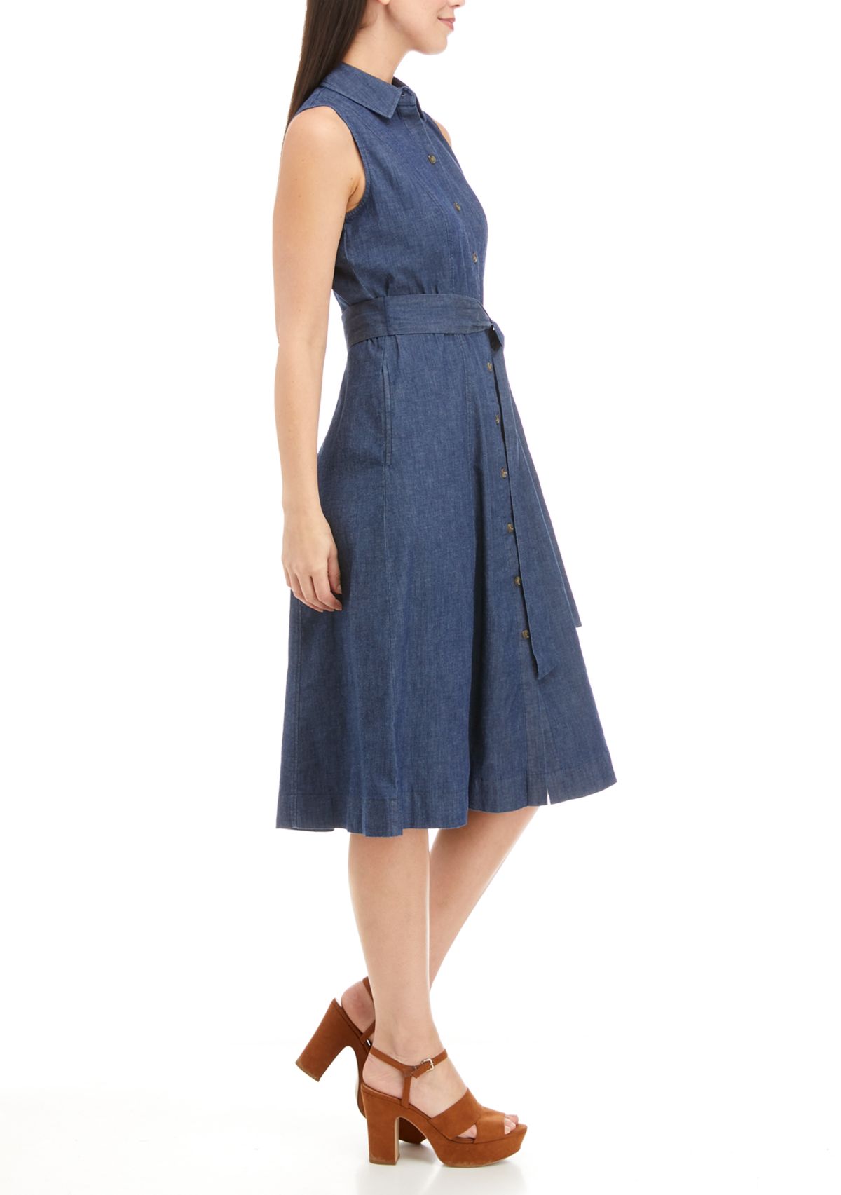 Womens Sleeveless Shirtdress
