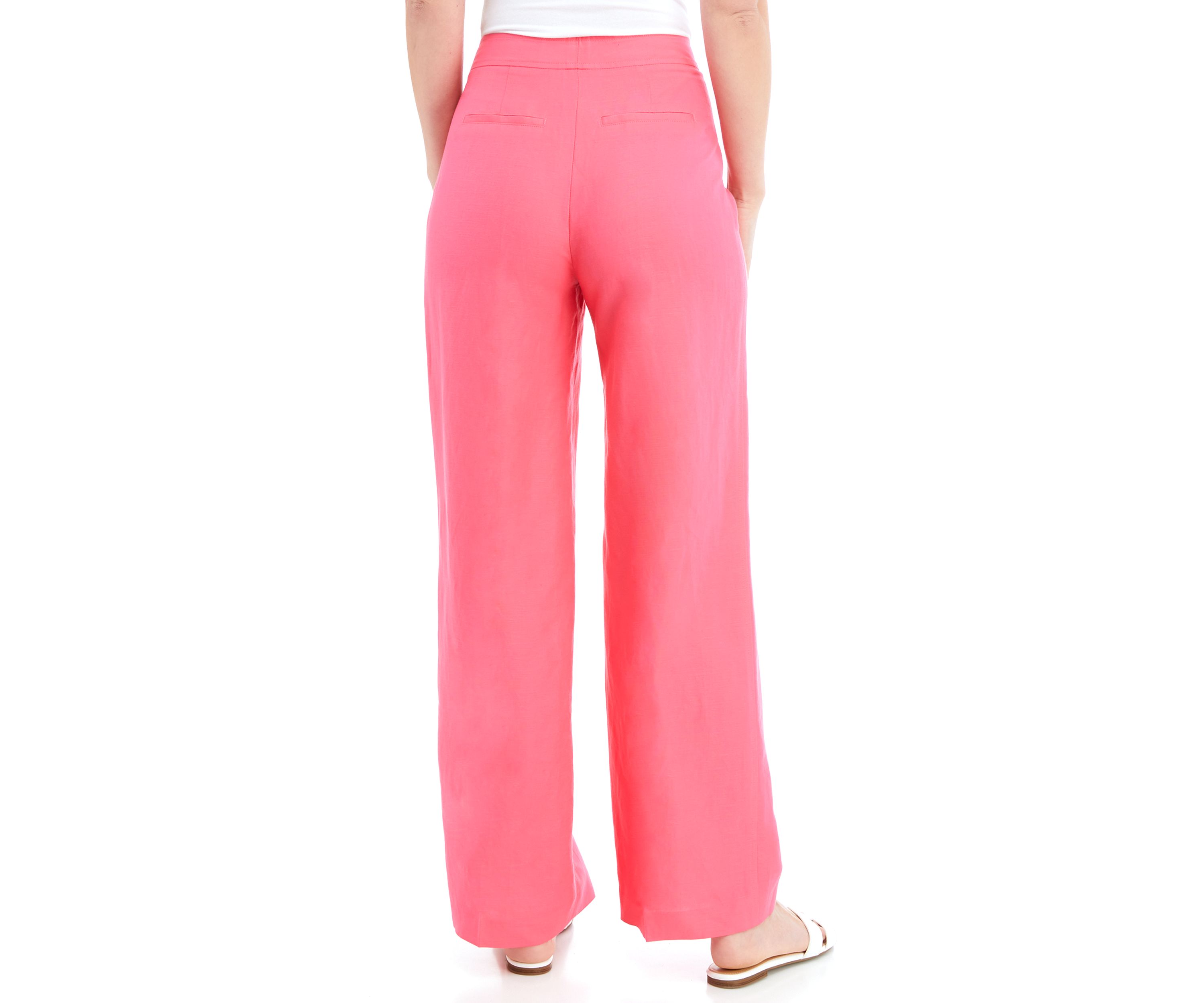 Womens Fly Front Wide Leg Trouser Pants