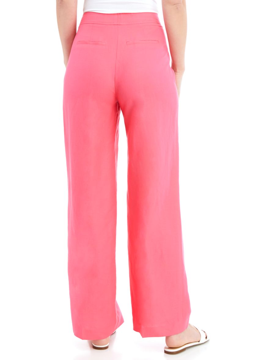 Womens Fly Front Wide Leg Trouser Pants