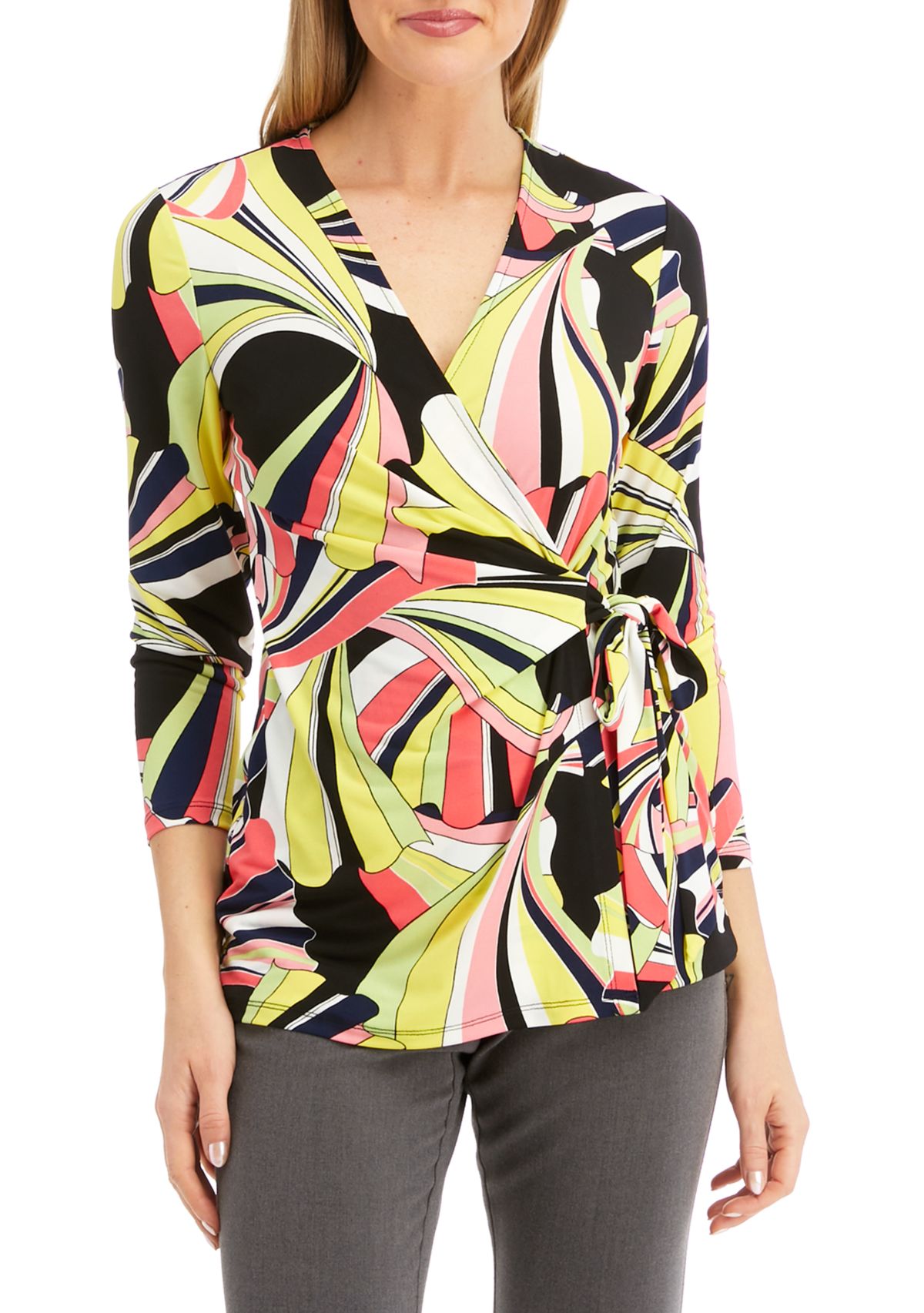 Womens 3/4 Sleeve Printed Top