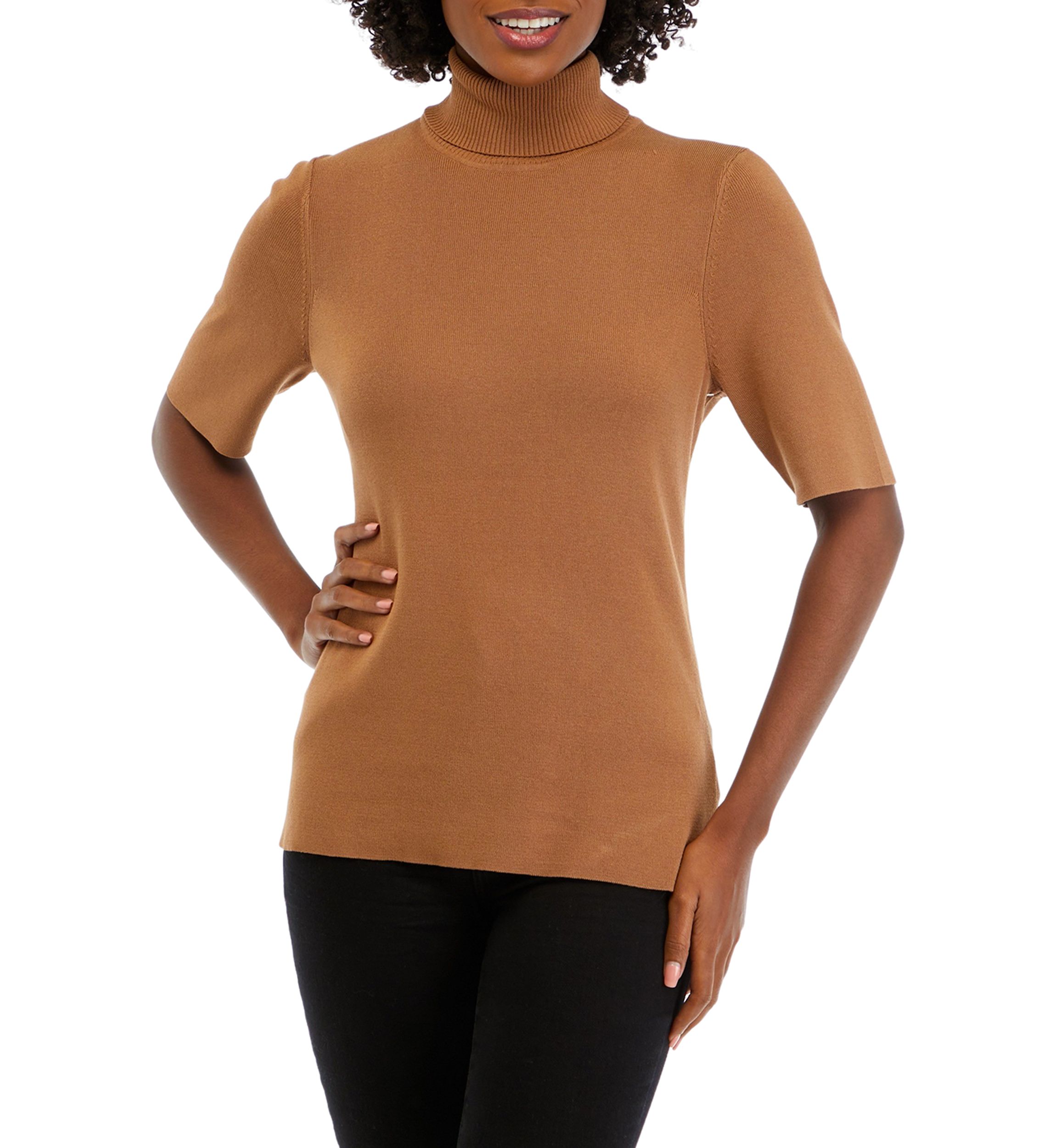 Womens Short Sleeve Turtleneck Sweater
