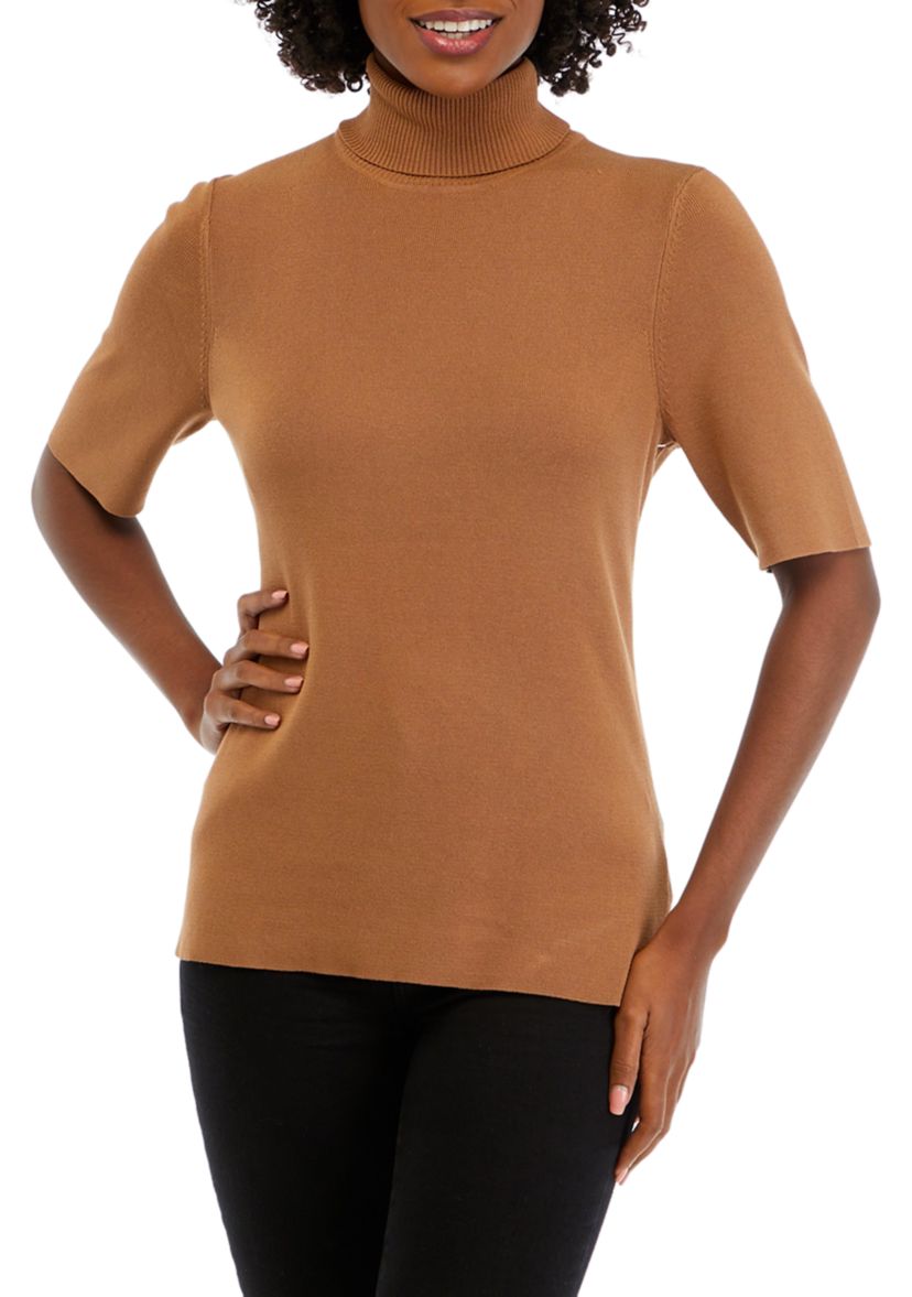 Womens Short Sleeve Turtleneck Sweater