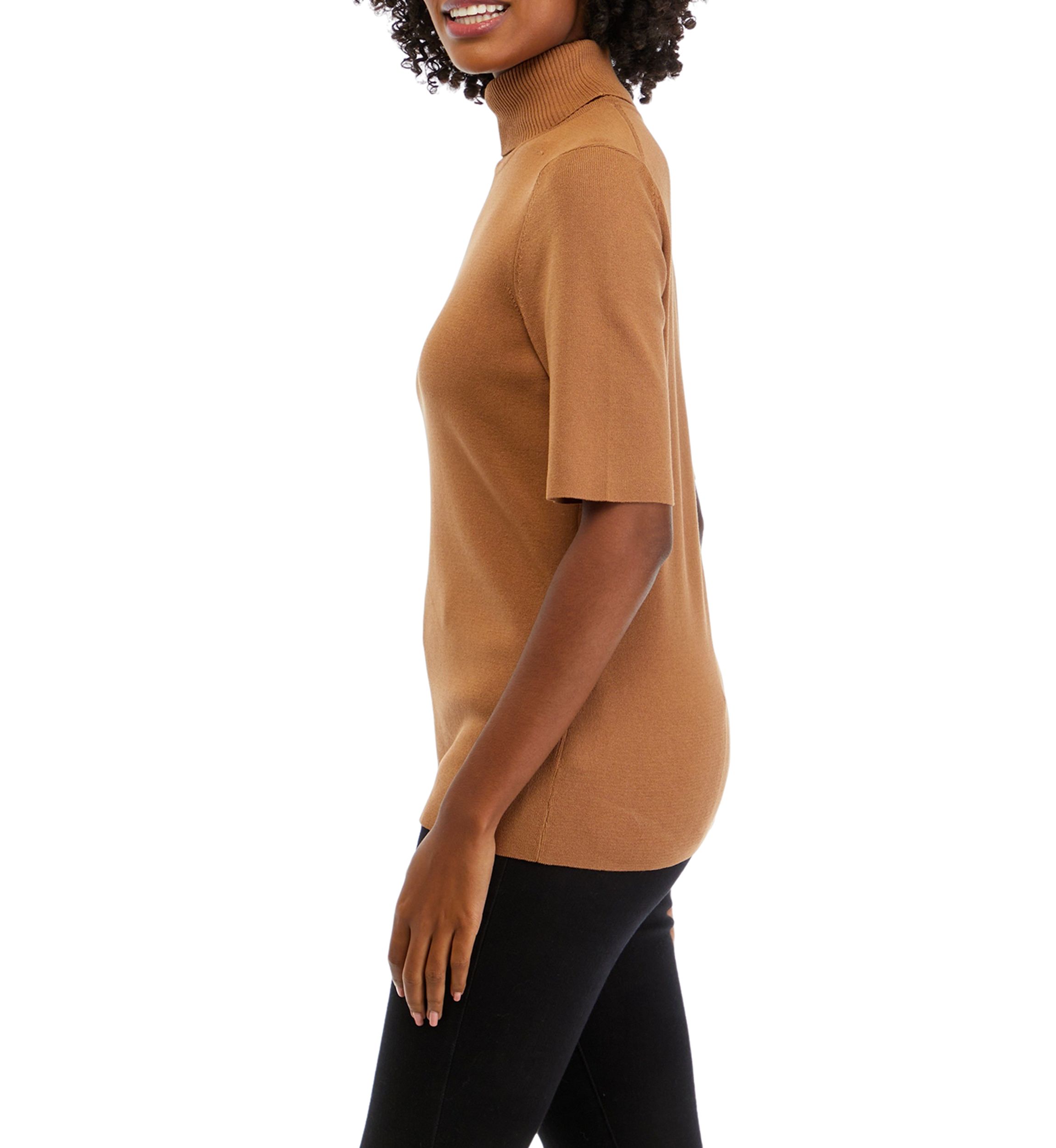 Womens Short Sleeve Turtleneck Sweater