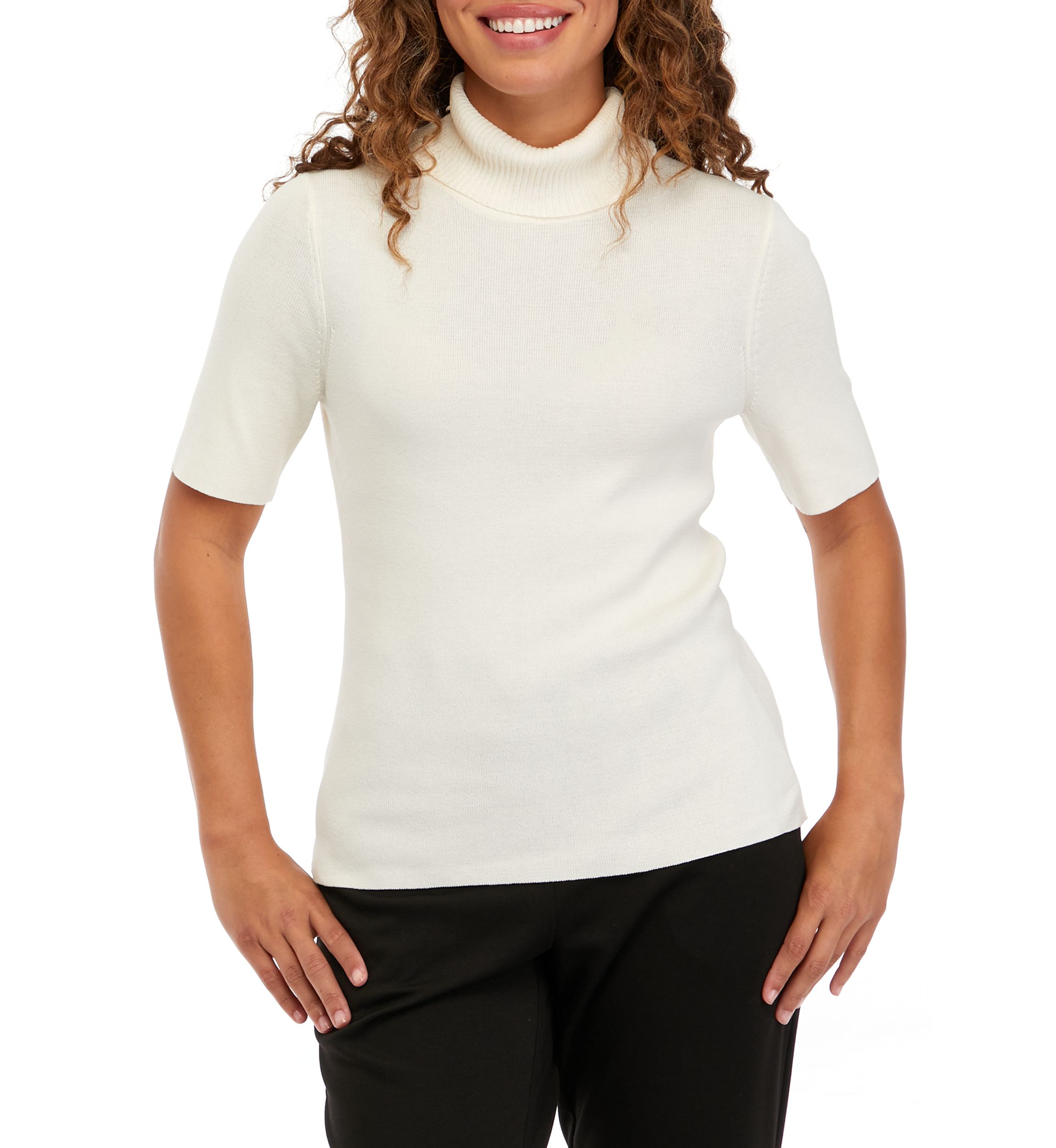 Petite Half Sleeve Turtleneck Sweater 