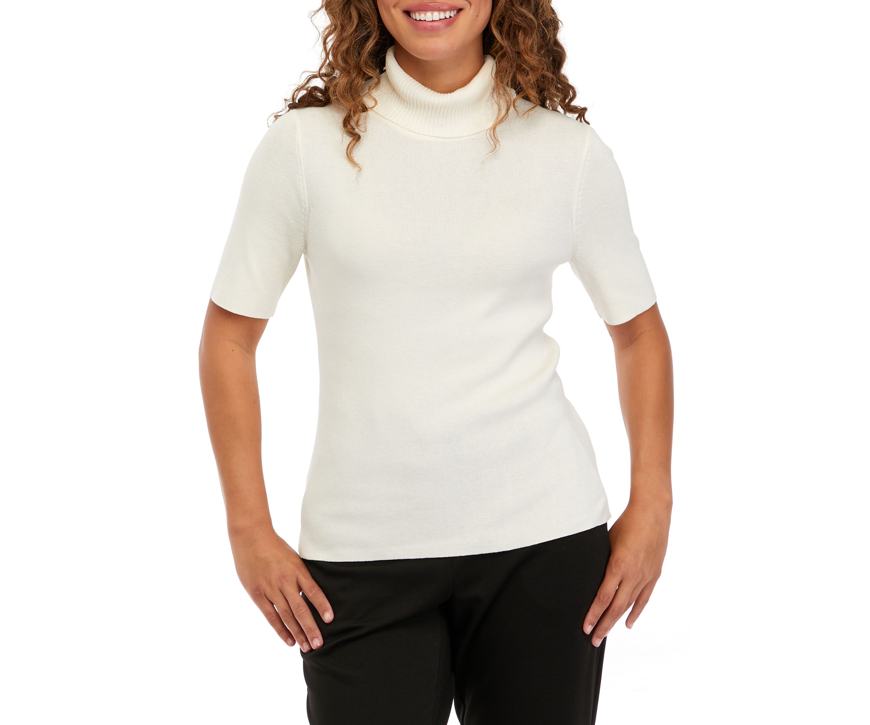 Petite Half Sleeve Turtleneck Sweater 