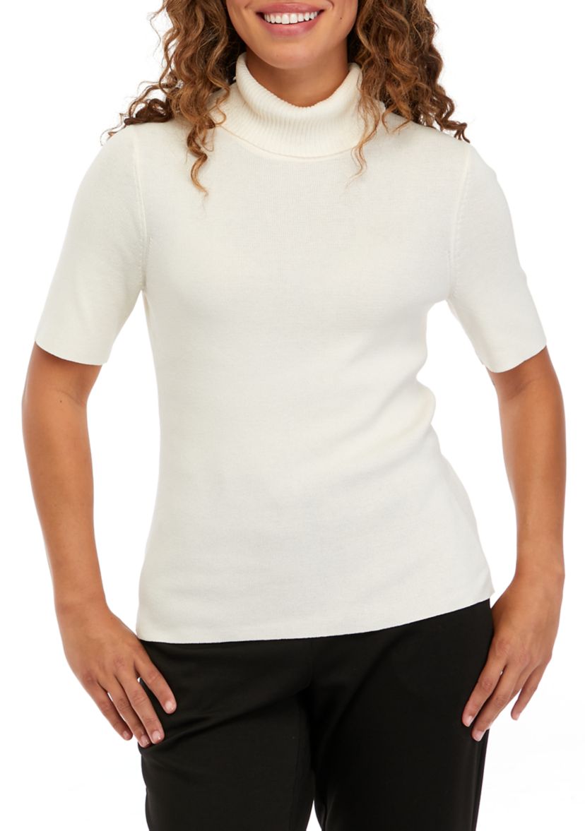 Petite Half Sleeve Turtleneck Sweater 