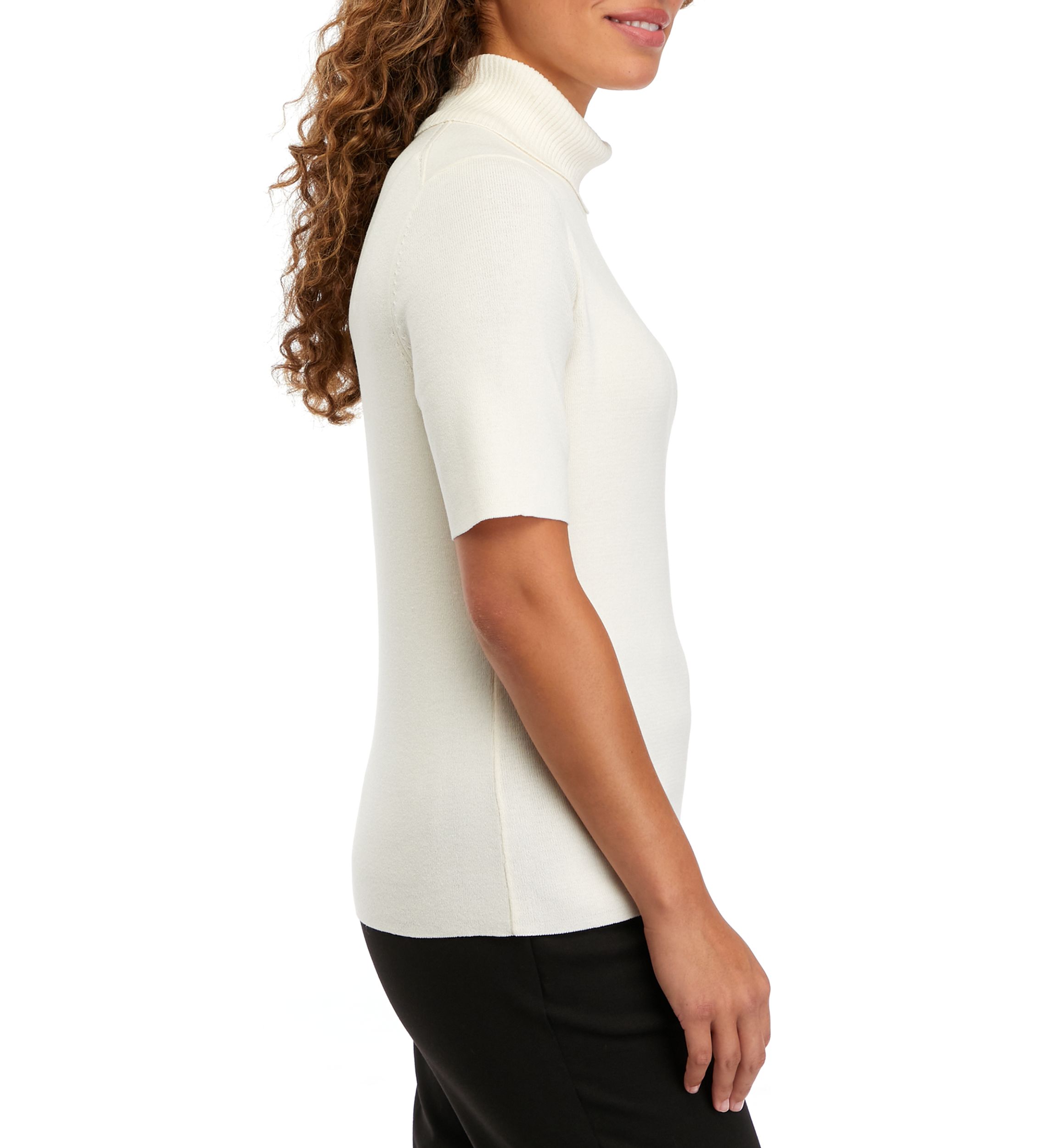 Petite Half Sleeve Turtleneck Sweater 
