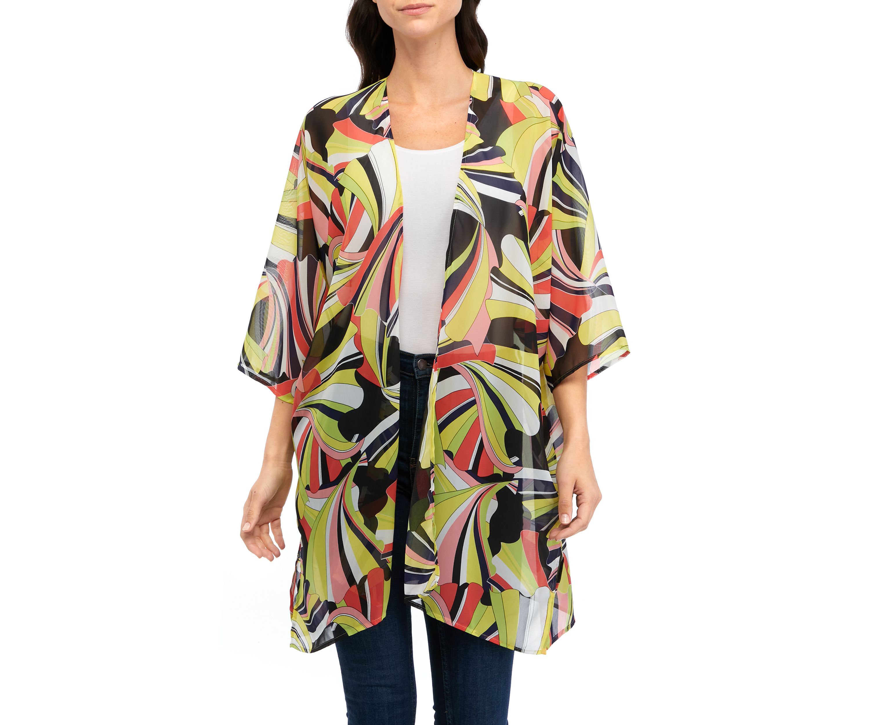 Womens Oversized Sheer Cardigan with Side Slits