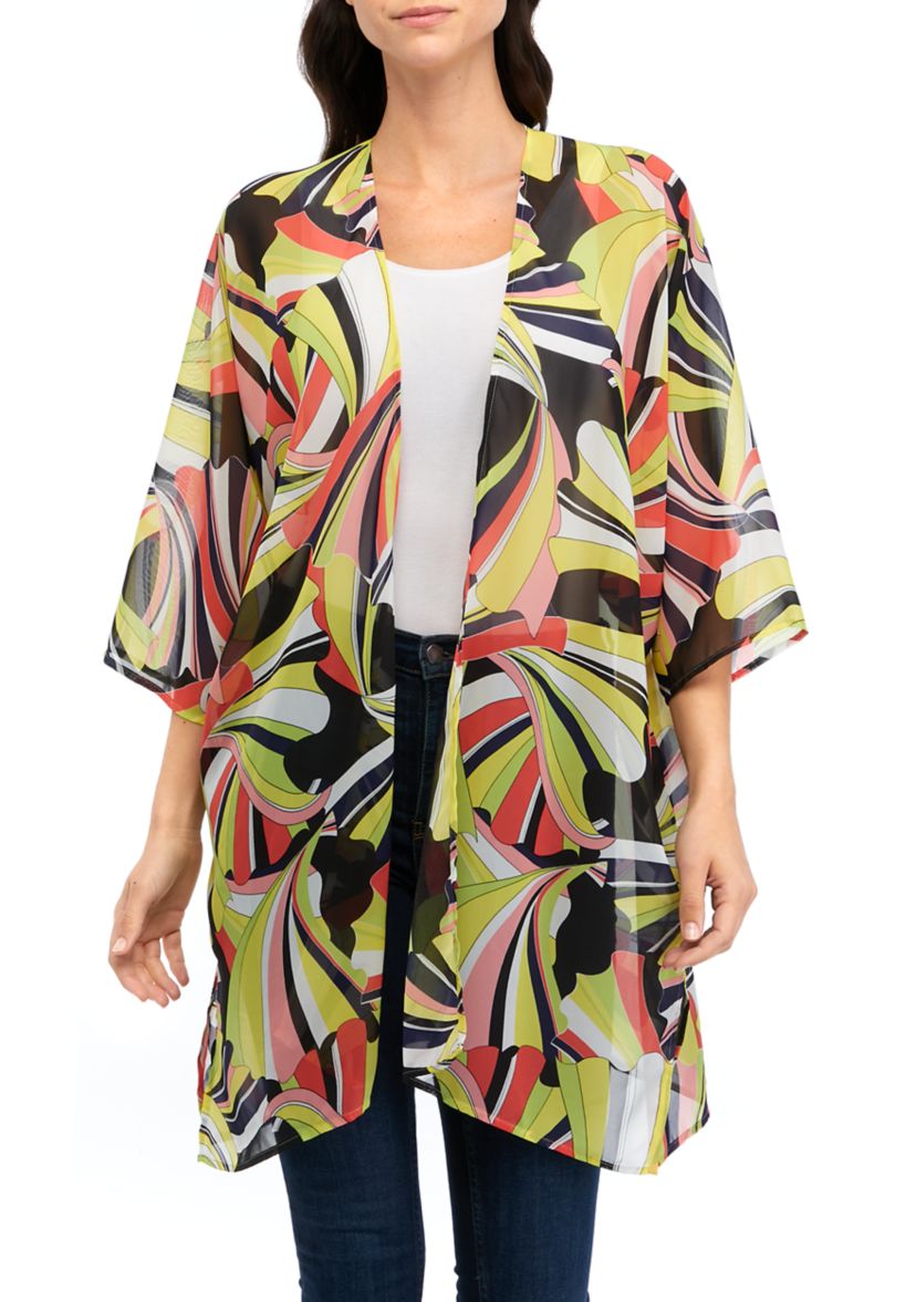 Womens Oversized Sheer Cardigan with Side Slits