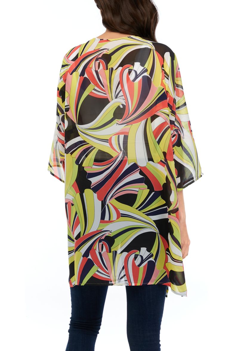 Womens Oversized Sheer Cardigan with Side Slits