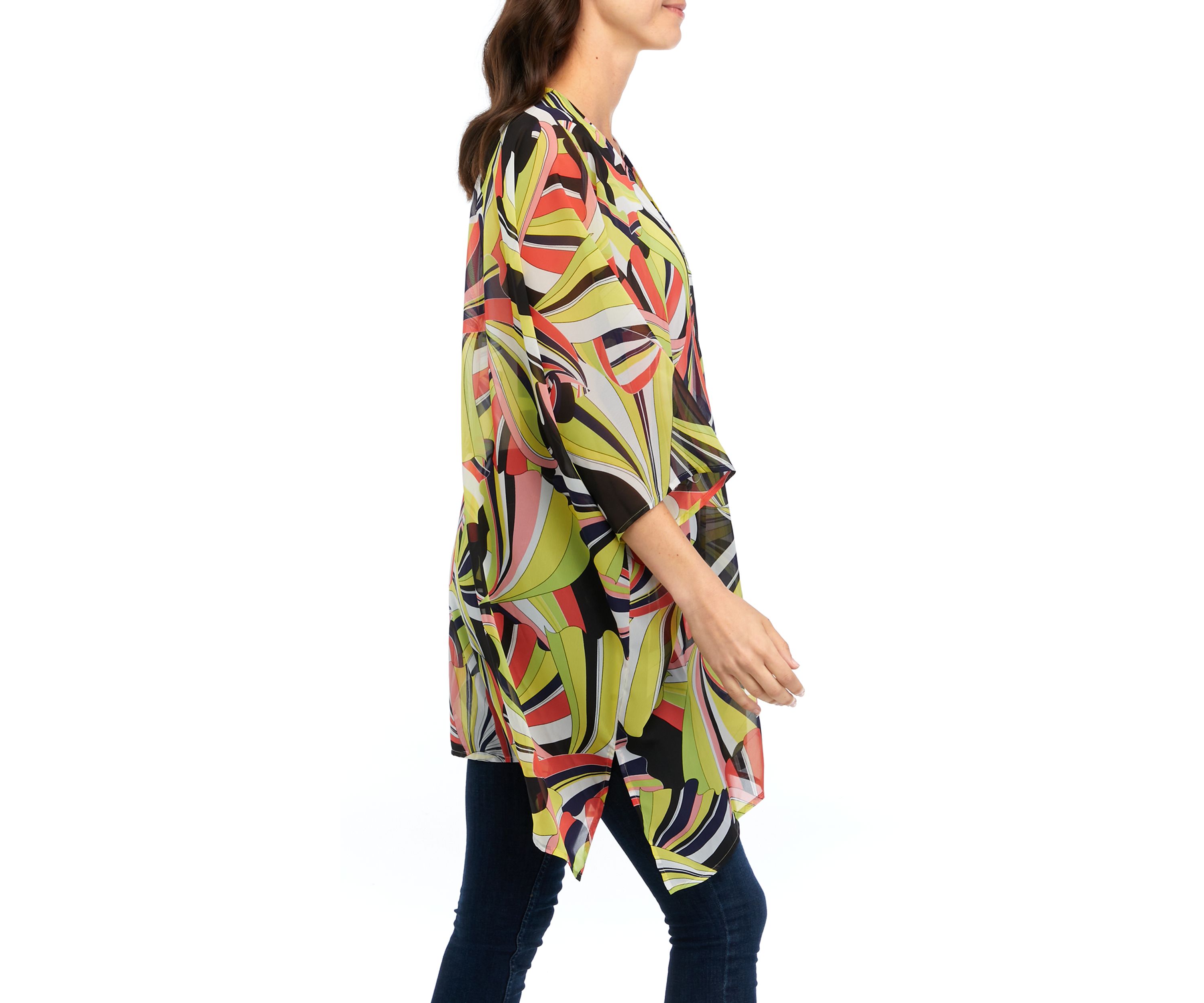 Womens Oversized Sheer Cardigan with Side Slits