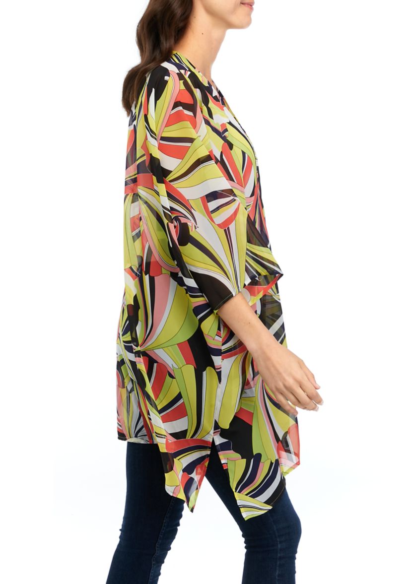 Womens Oversized Sheer Cardigan with Side Slits