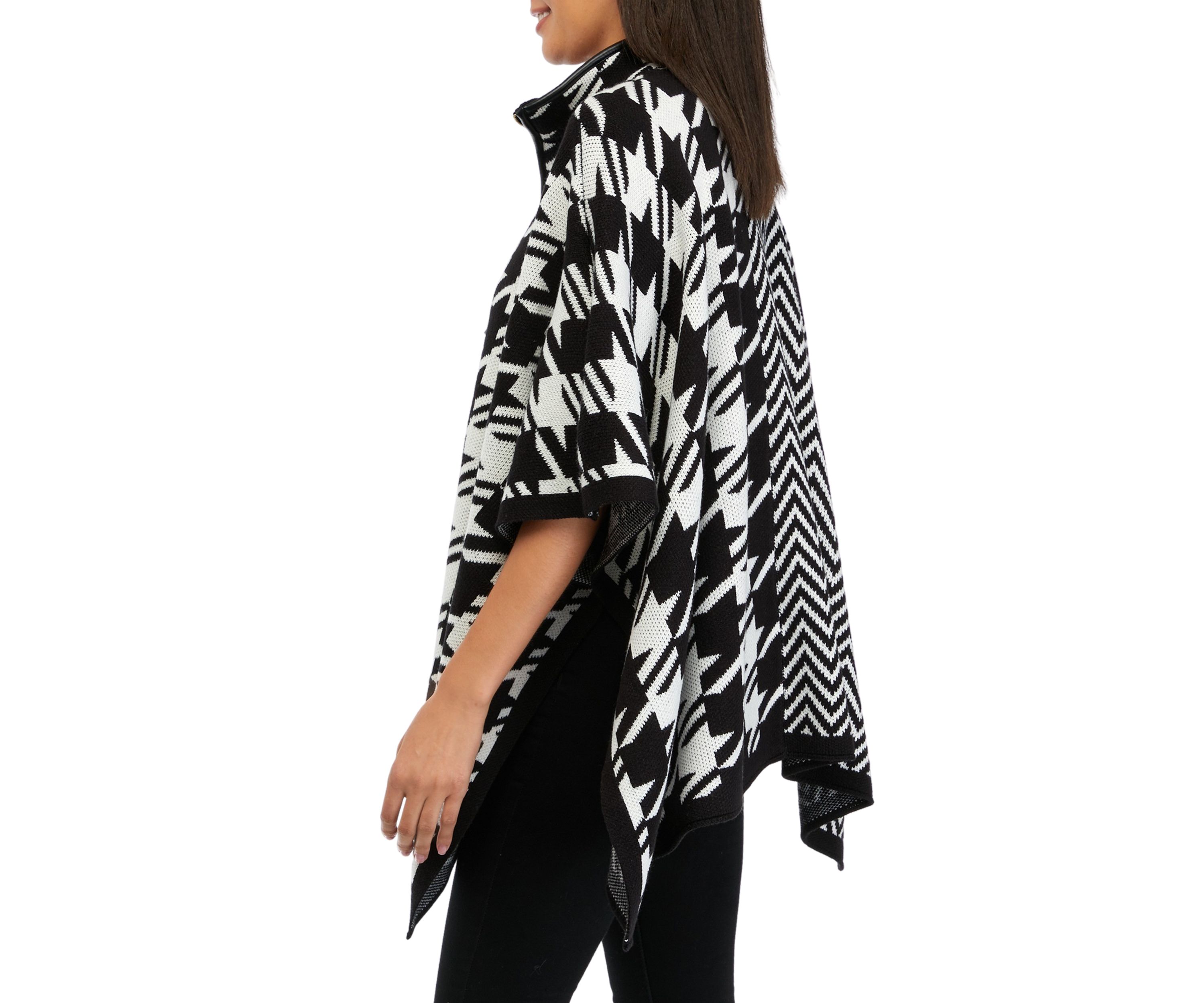 Womens Pattern Zip Front Cape