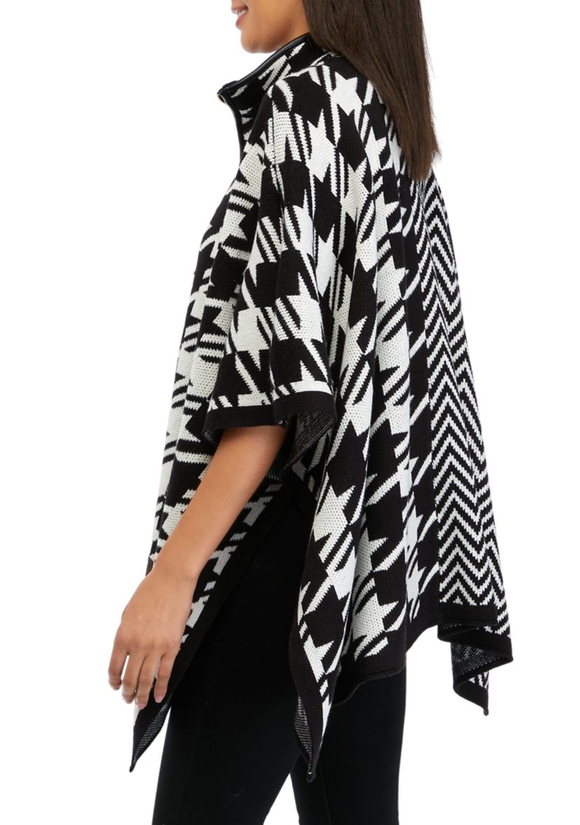 Womens Pattern Zip Front Cape