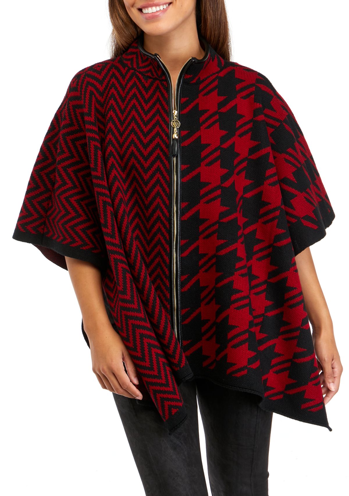 Petite Pattern Zip Front Cape