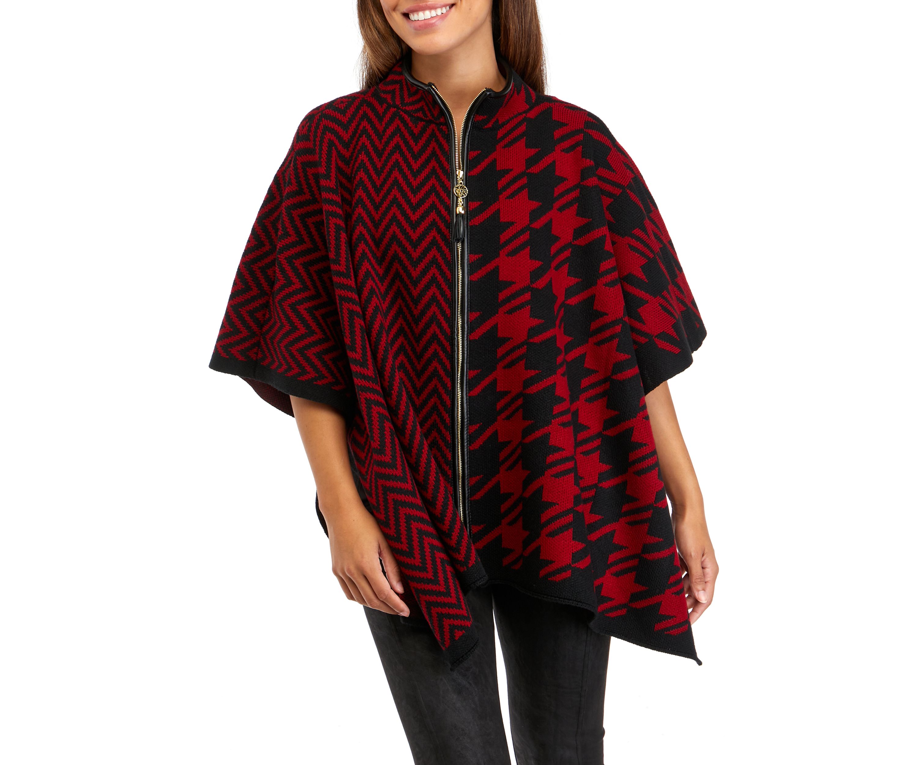 Petite Pattern Zip Front Cape