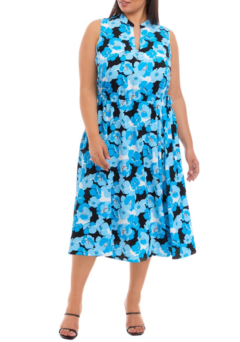 Plus Size Sleeveless Floral Midi Dress