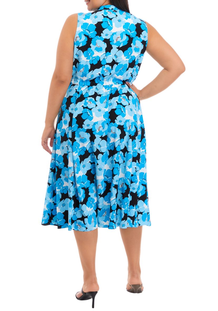 Plus Size Sleeveless Floral Midi Dress