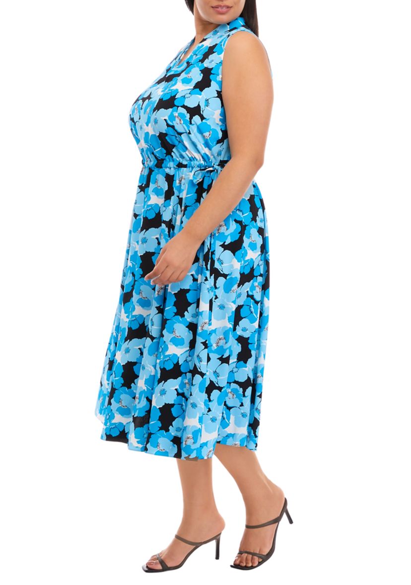 Plus Size Sleeveless Floral Midi Dress