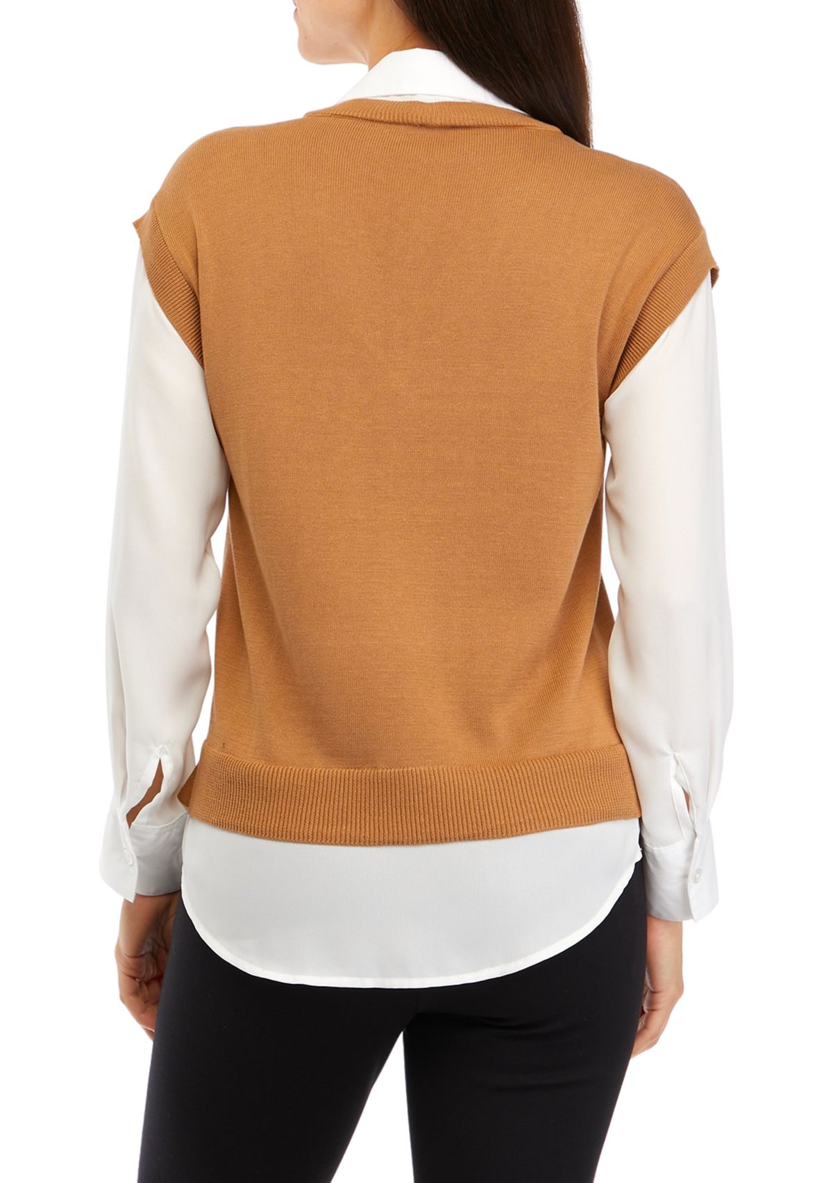 Petite V-Neck 2Fer Sweater 
