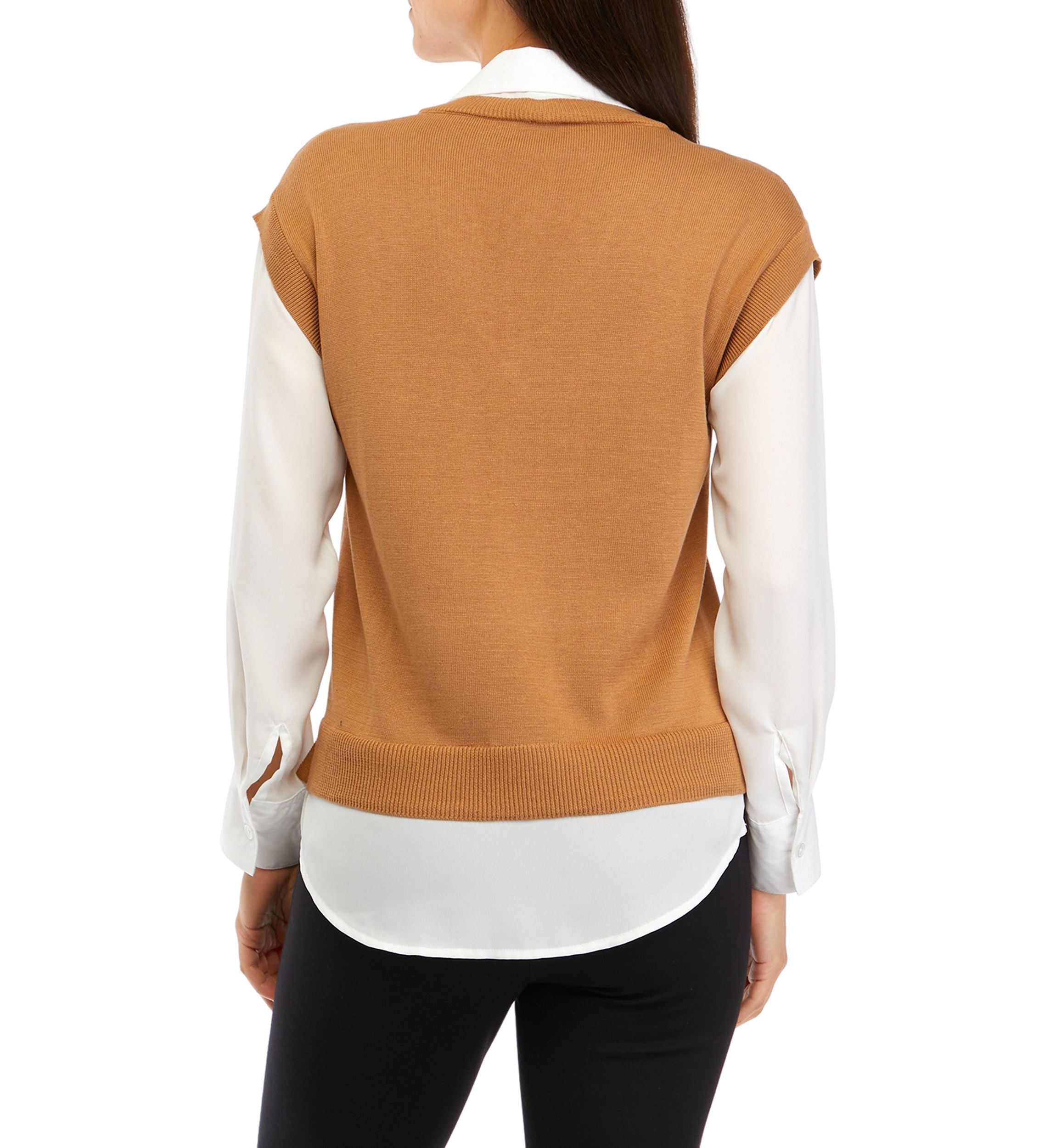 Petite V-Neck 2Fer Sweater 