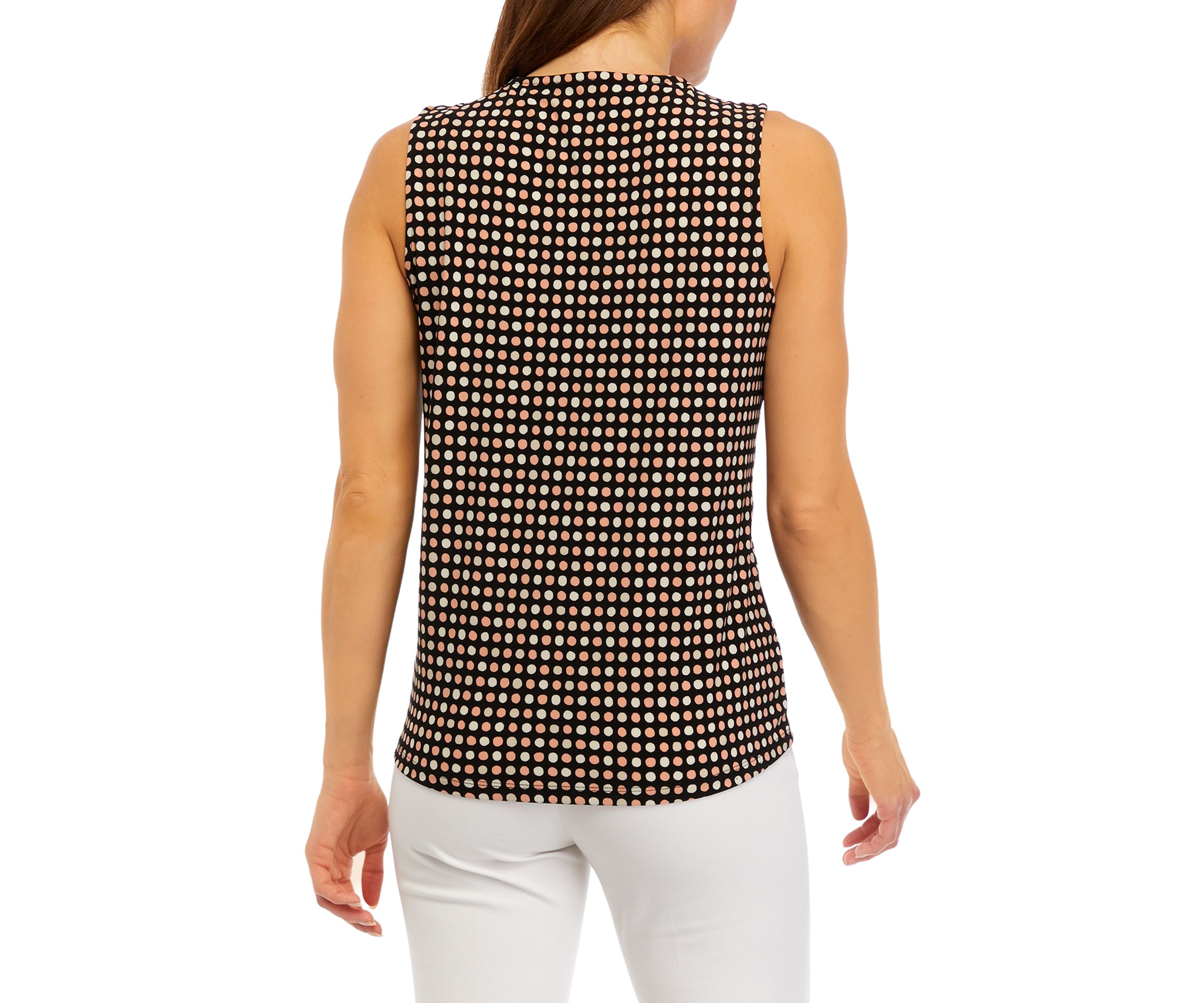 Womens Sleeveless Printed Triple Pleated Top
