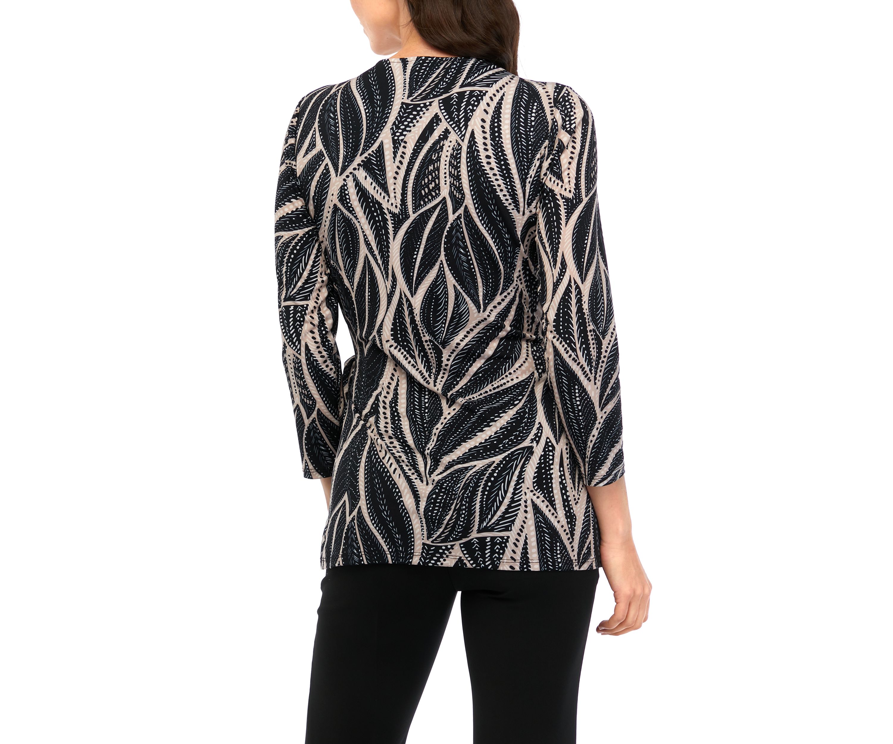 Womens 3/4 Sleeve Printed Wrap Top