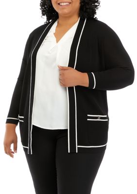 Anne Klein Women's Plus Size Malibu Cardigan with Tipping, 3X