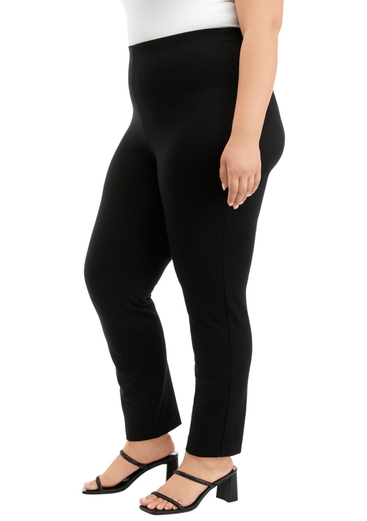 Plus Size Pull On Slim Fit Ankle Pants