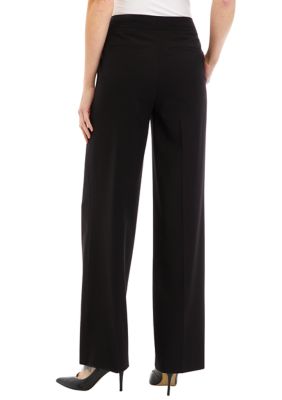 Anne Klein Woman's Black Pull On Stretch Straight Leg Work Pants Size 10