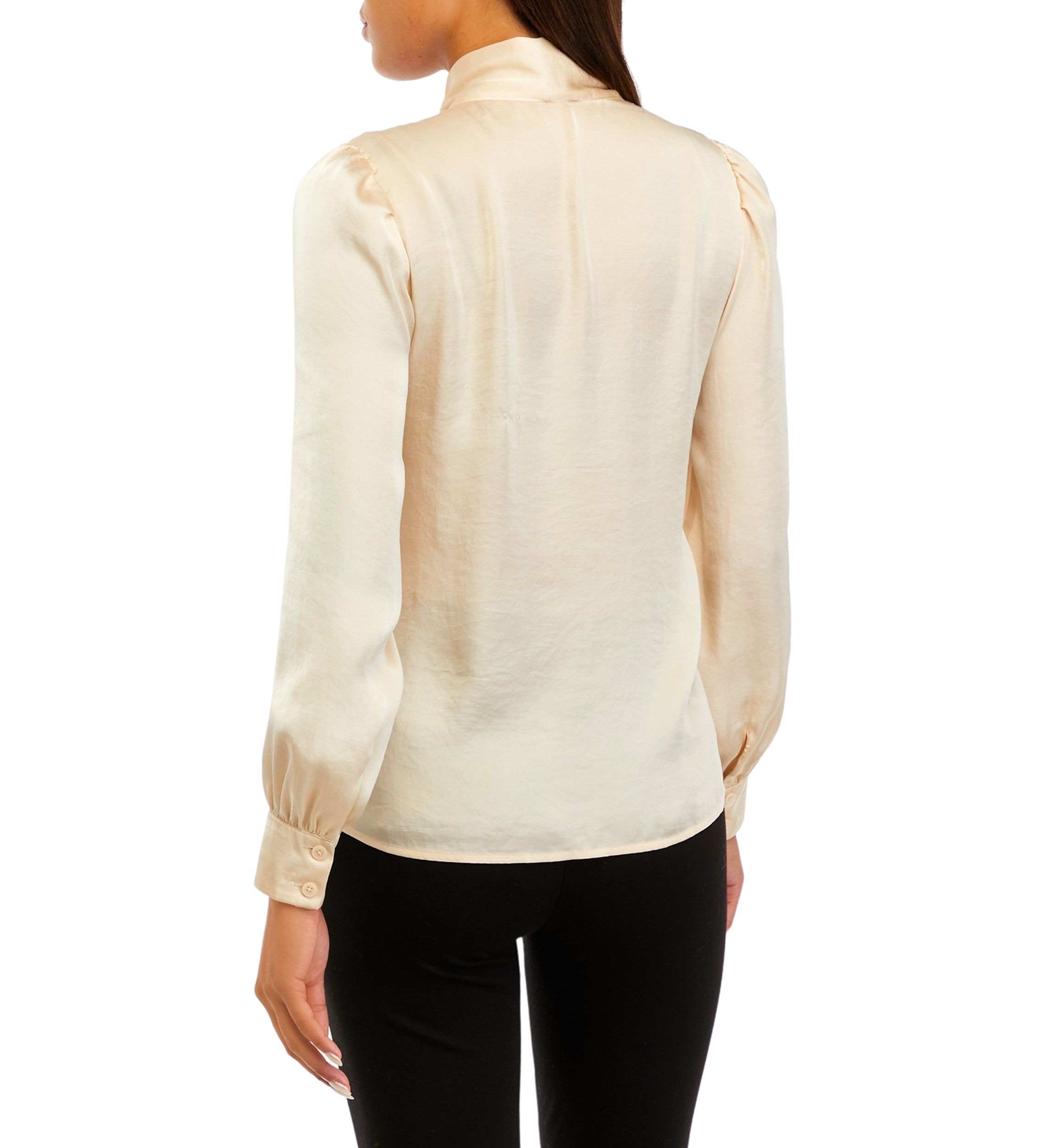 Womens Long Sleeve Tie Neck Blouse with Cuffs 