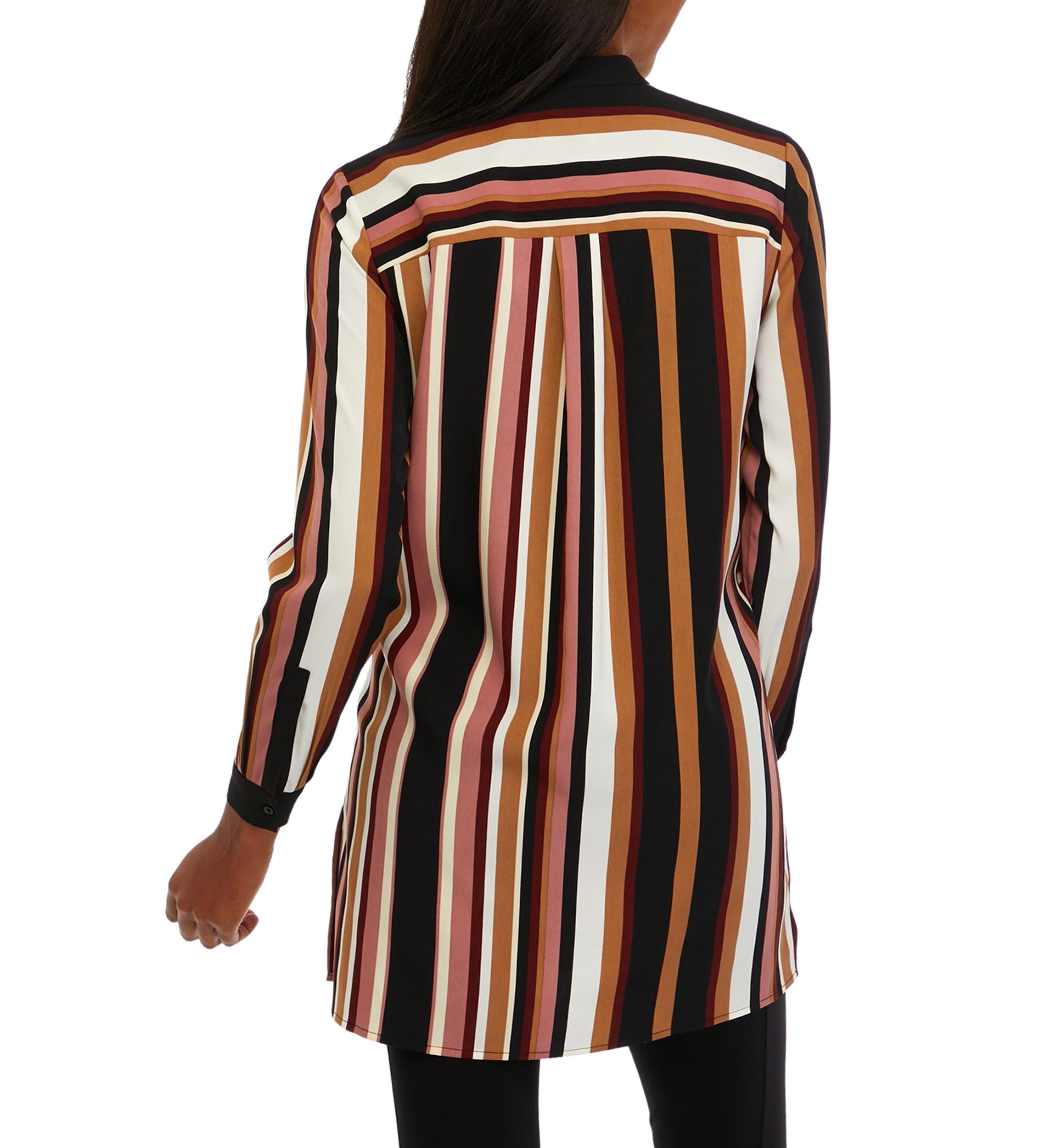 Womens Long Sleeve Stripe Popover Tunic Top