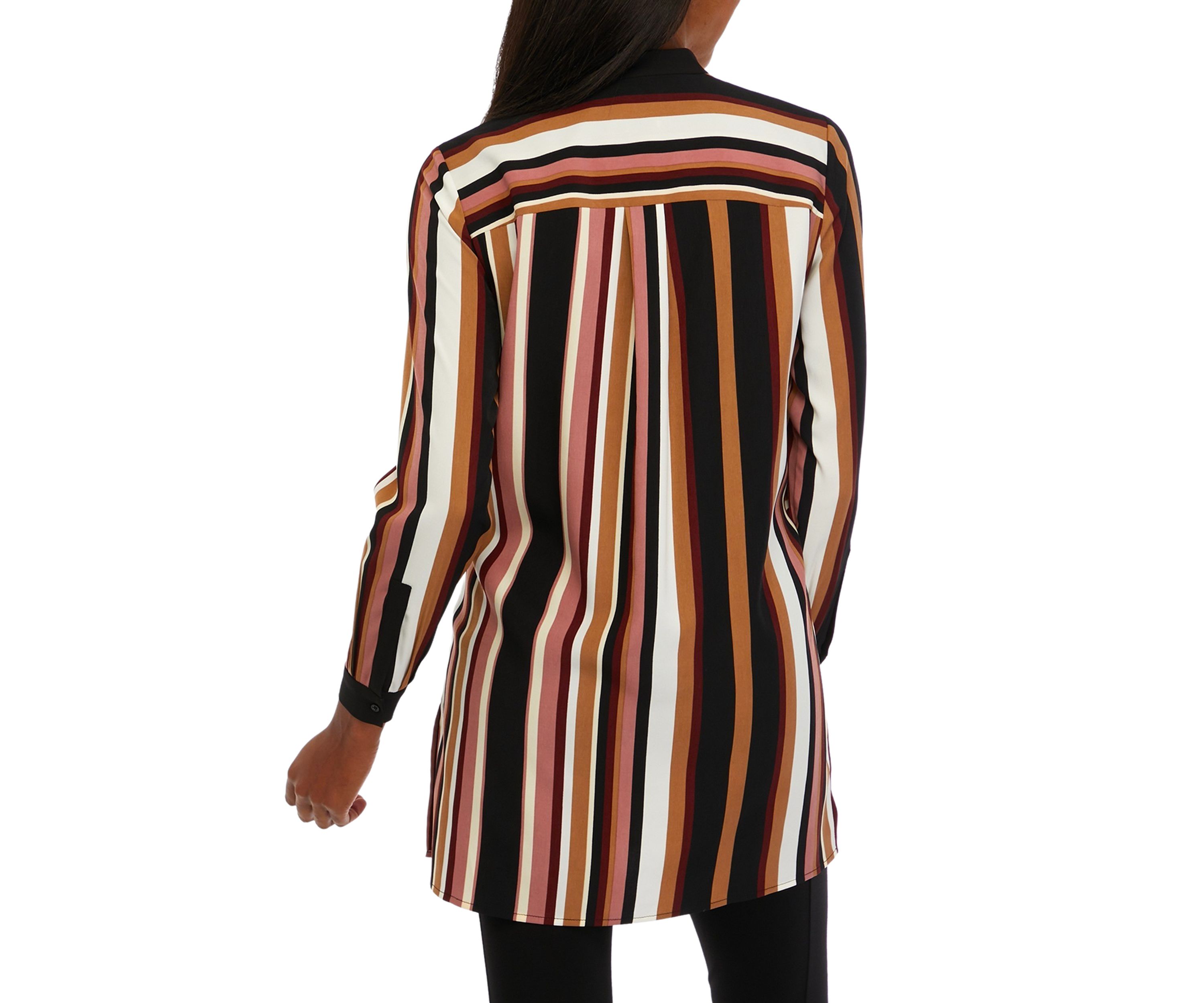 Womens Long Sleeve Stripe Popover Tunic Top