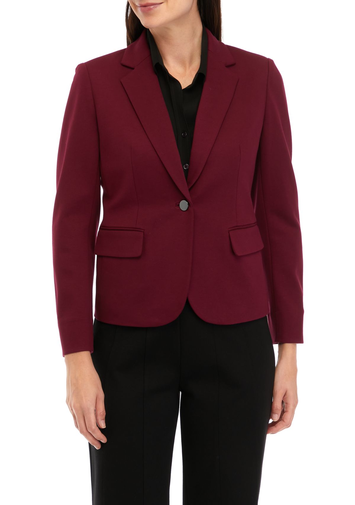 Petite Collection Compression One Button Notch Collar Jacket