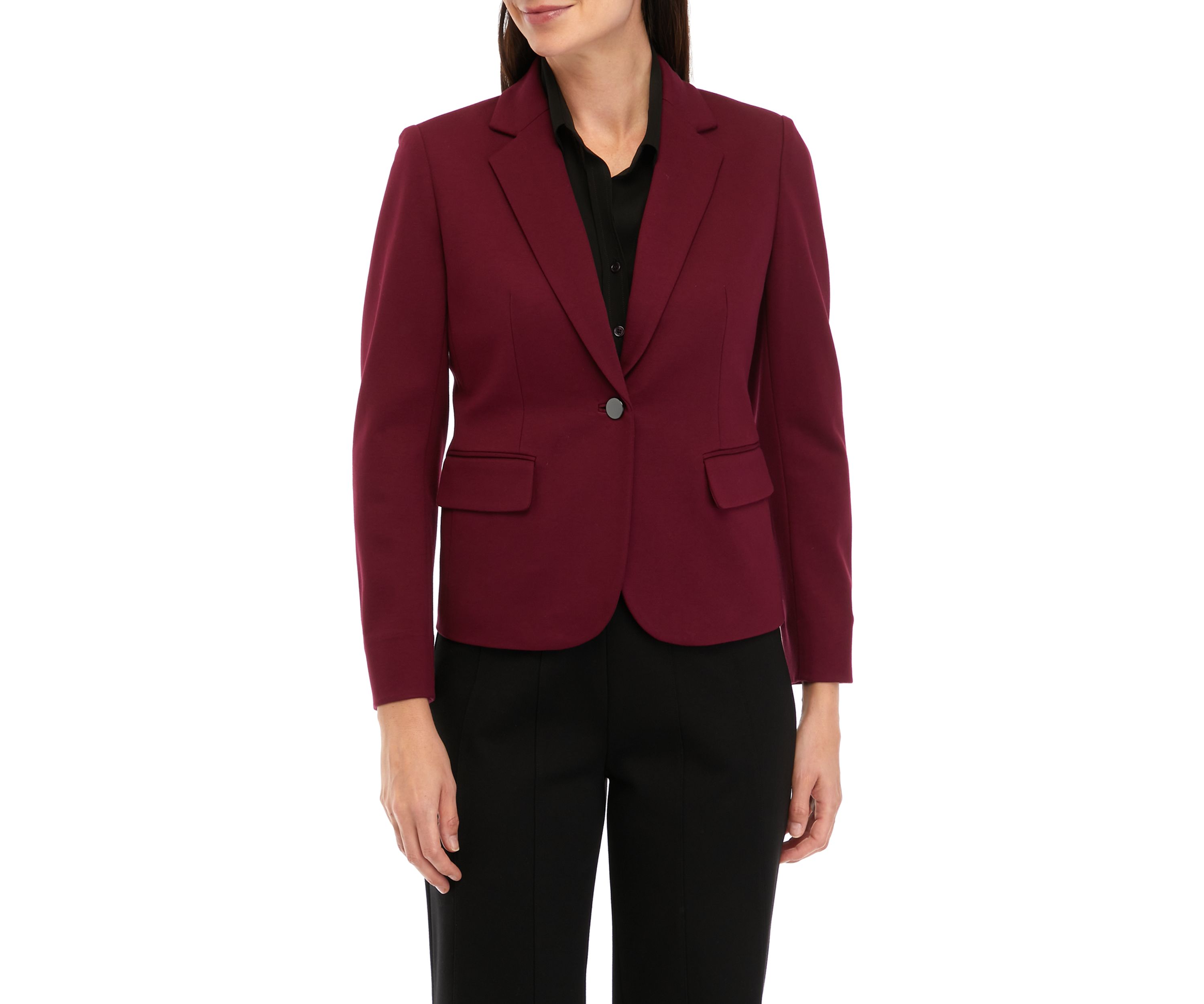 Petite Collection Compression One Button Notch Collar Jacket