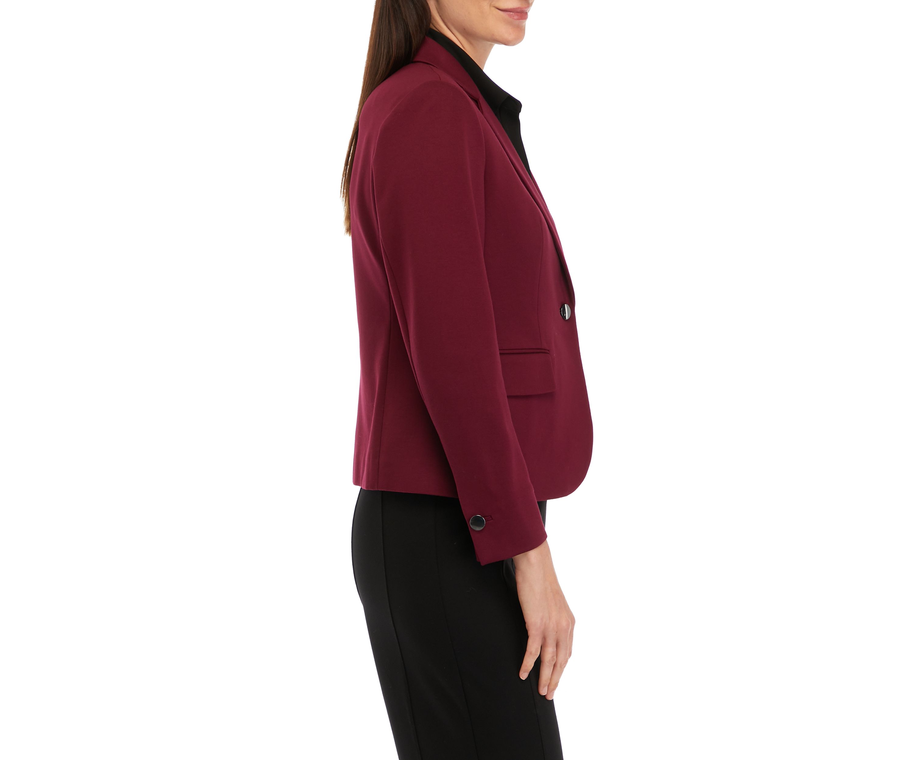 Petite Collection Compression One Button Notch Collar Jacket