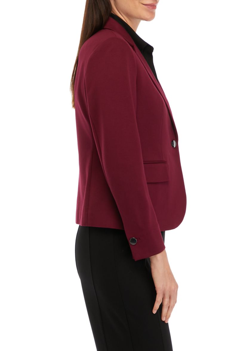 Petite Collection Compression One Button Notch Collar Jacket