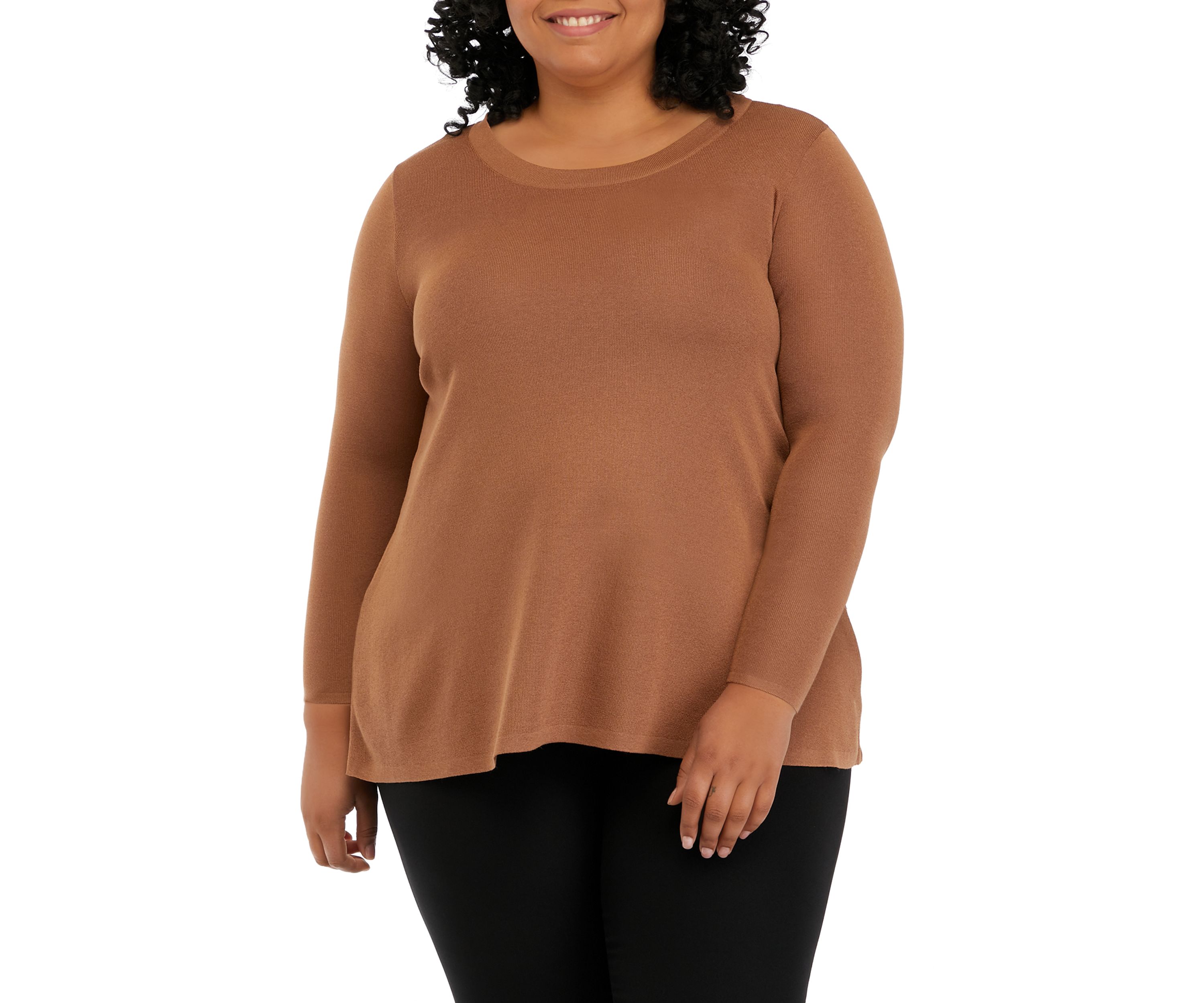 Plus Size Long Sleeve Shark Bite Sweater