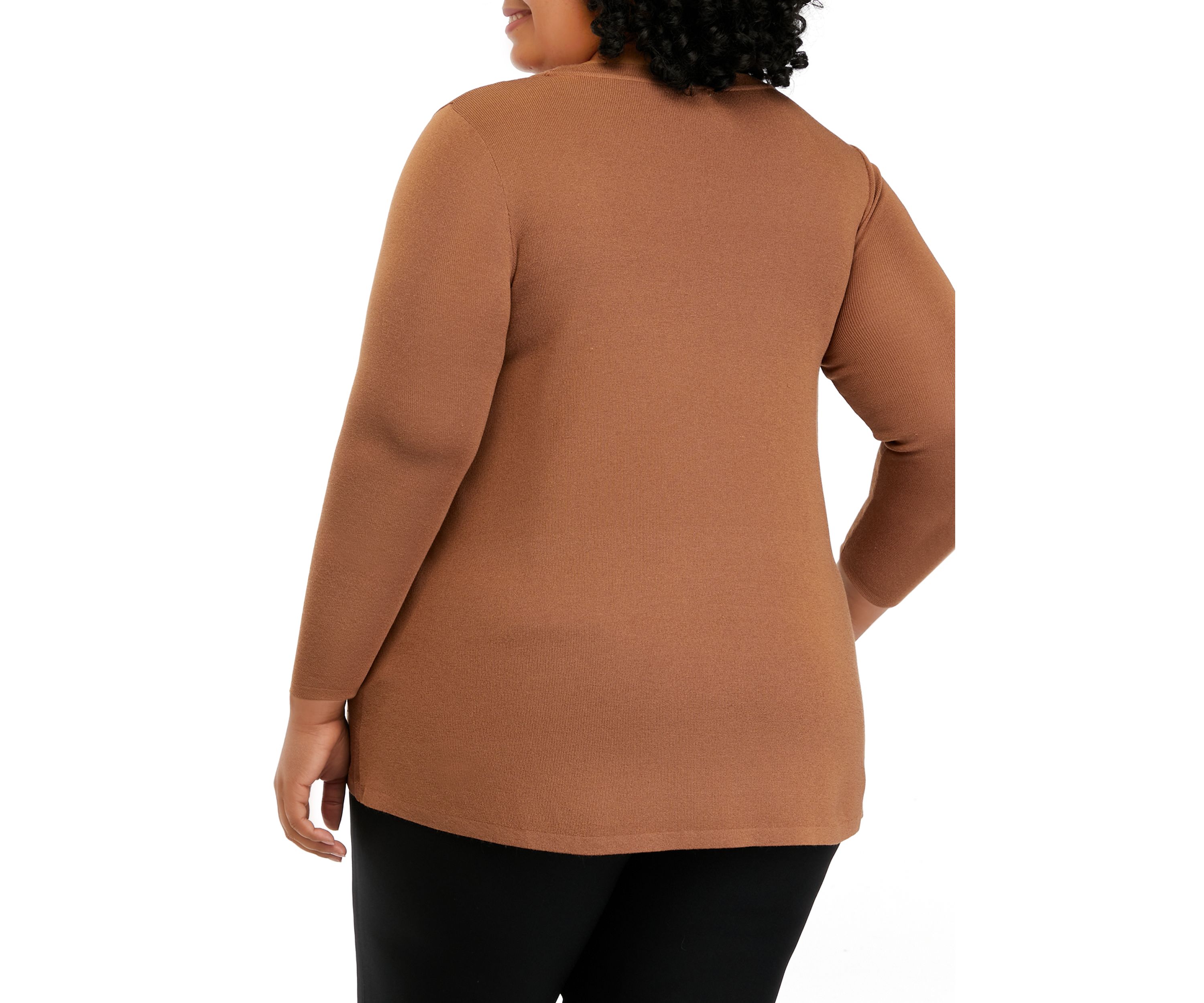 Plus Size Long Sleeve Shark Bite Sweater