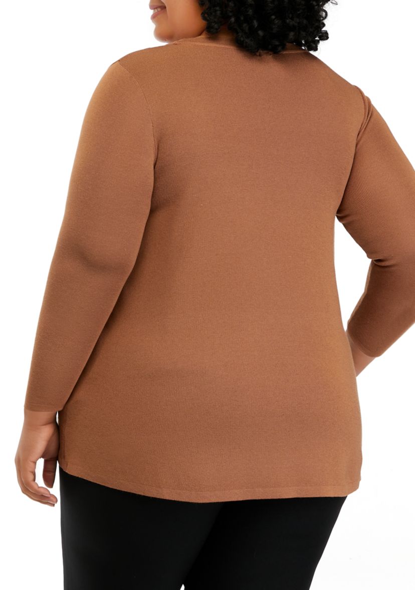 Plus Size Long Sleeve Shark Bite Sweater