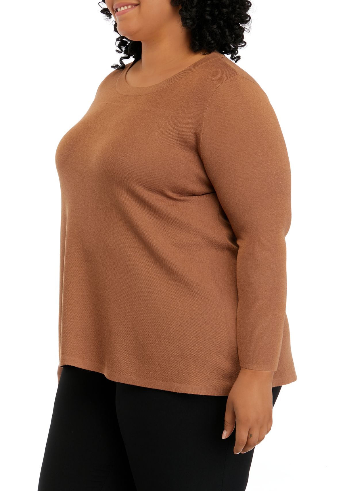 Plus Size Long Sleeve Shark Bite Sweater