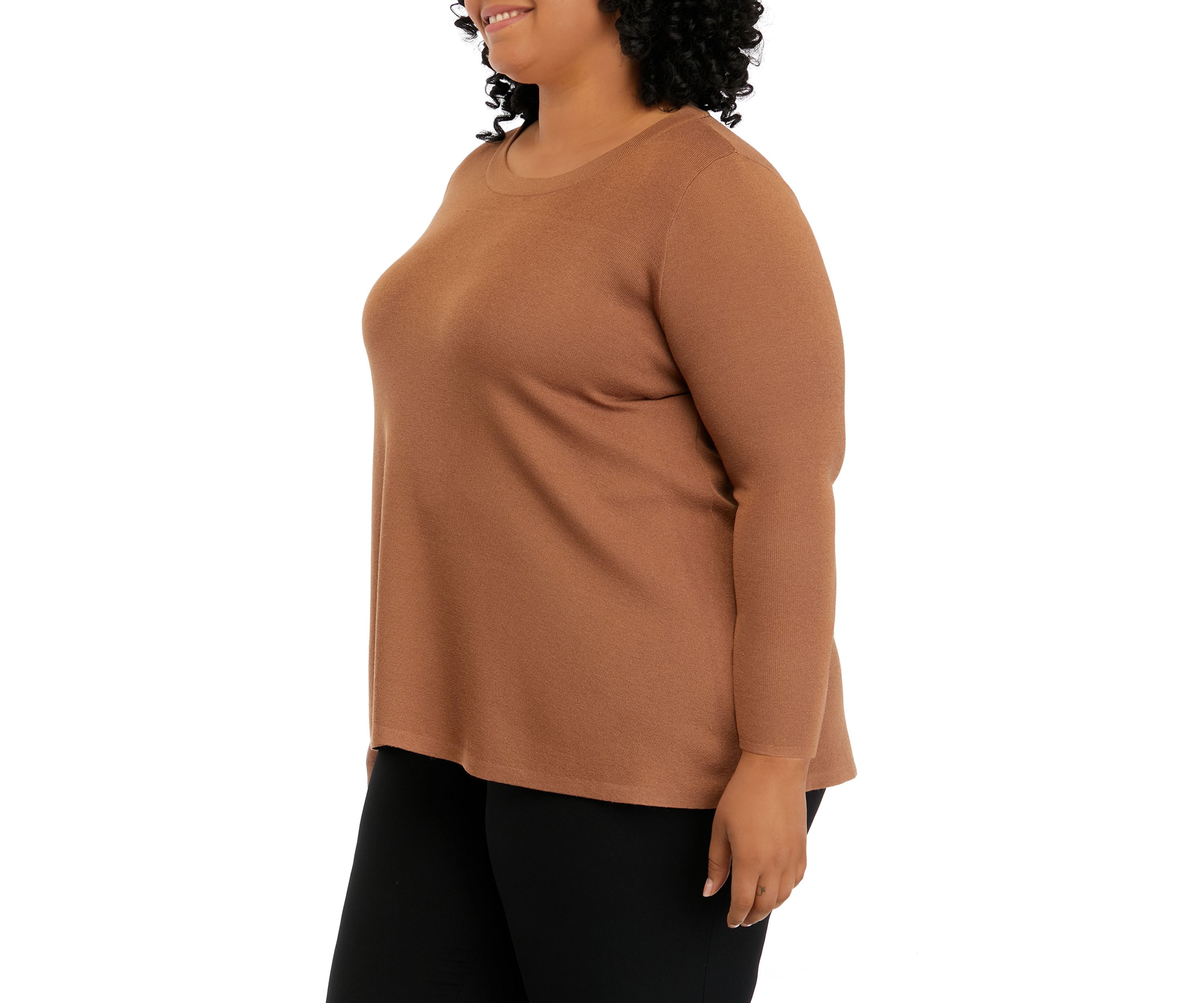 Plus Size Long Sleeve Shark Bite Sweater